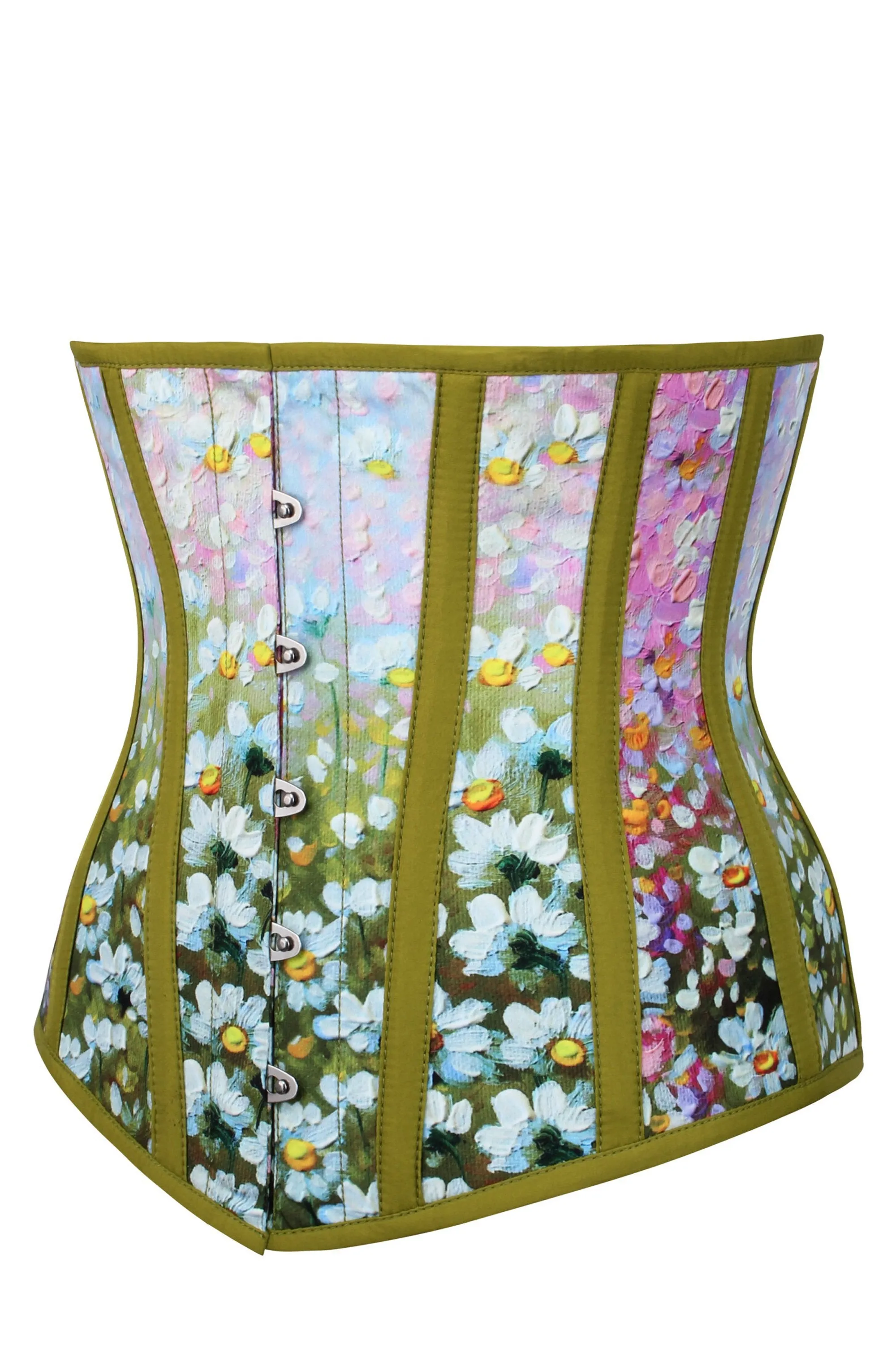 Olive Green Daisy Print Underbust Corset sold by Corset Story product image thumbnail 3