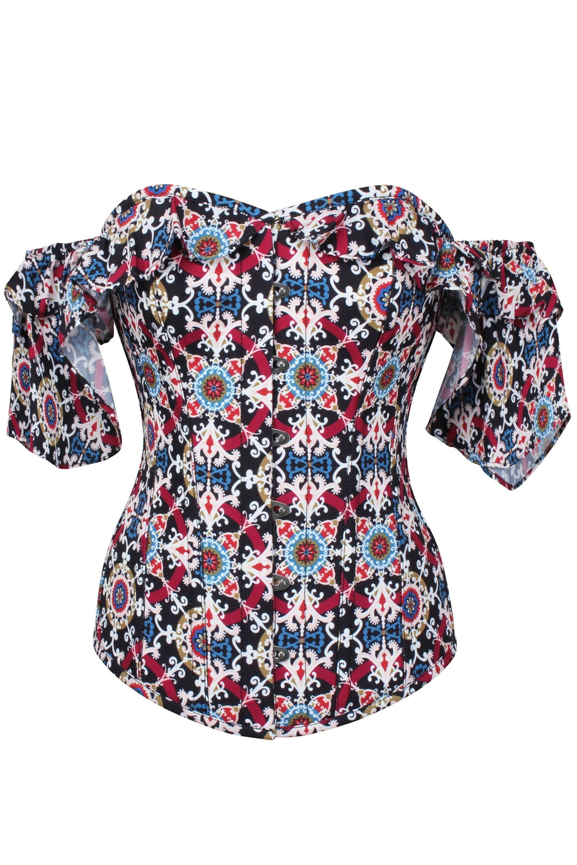 Mosaic Tile Corset Top With Frilled Sleeve sold by Corset Story product image thumbnail 3