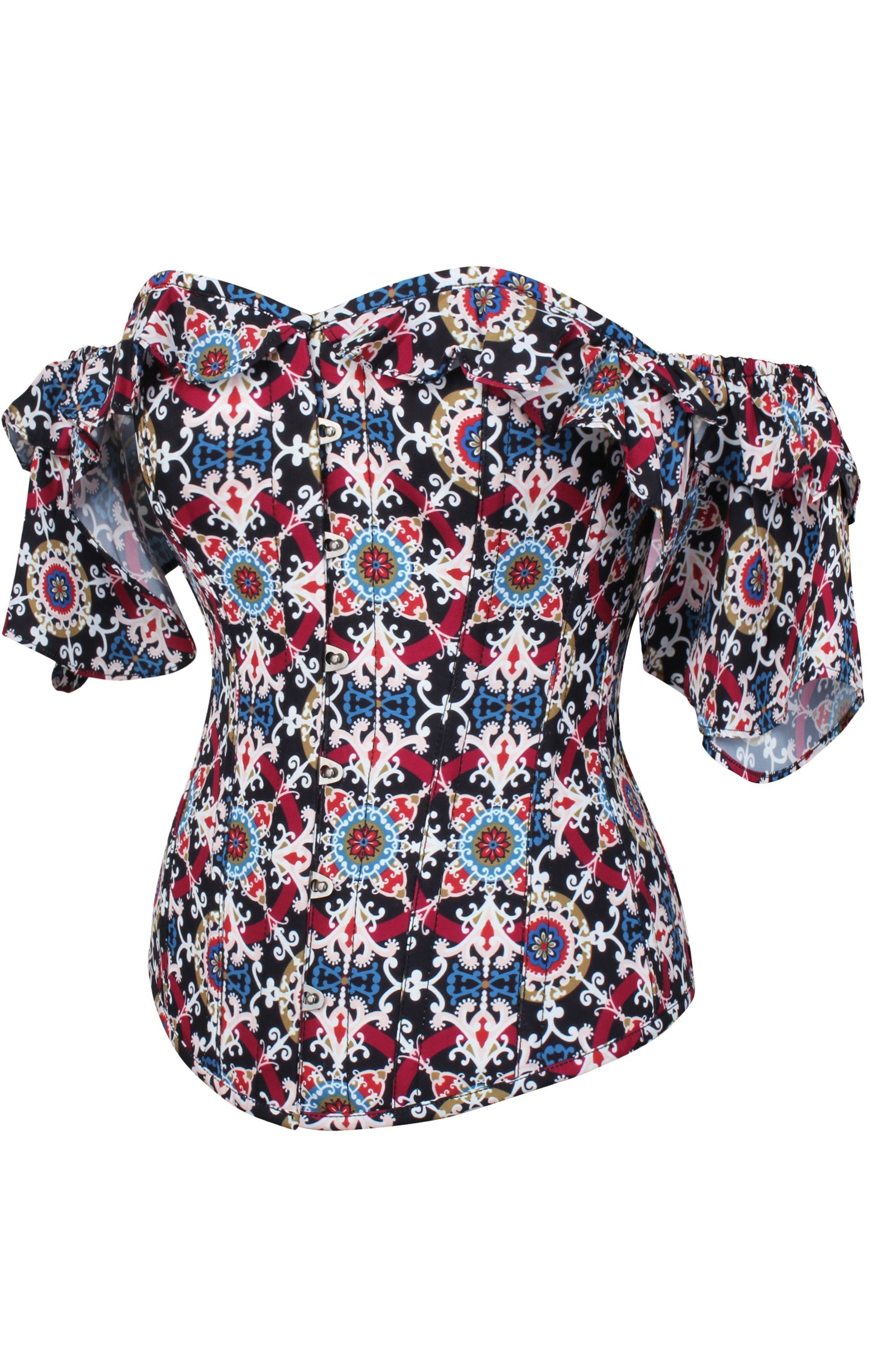 Mosaic Tile Corset Top With Frilled Sleeve sold by Corset Story