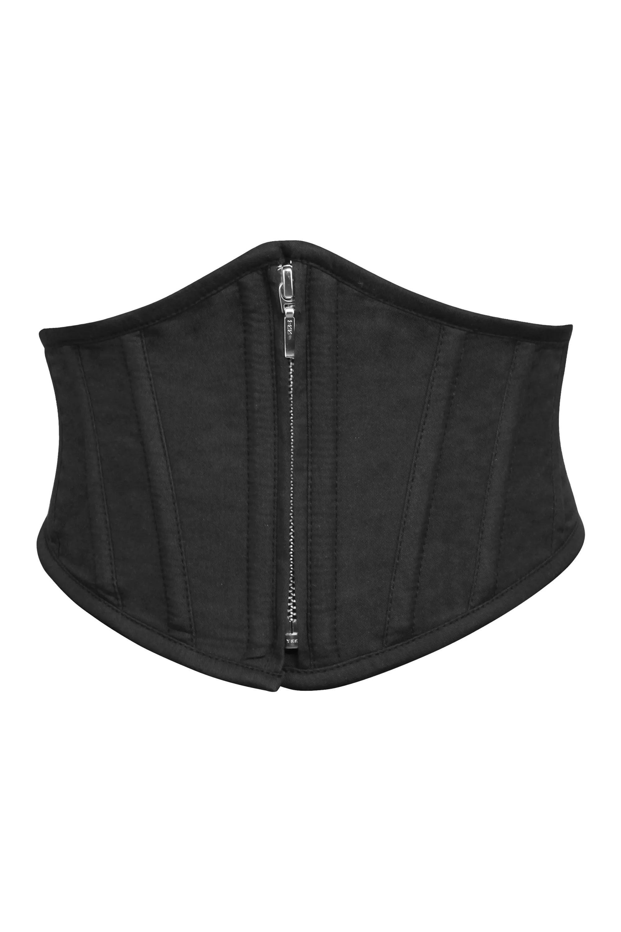 Iris Black Cotton Waspie Belt with Zip Front sold by Corset Story