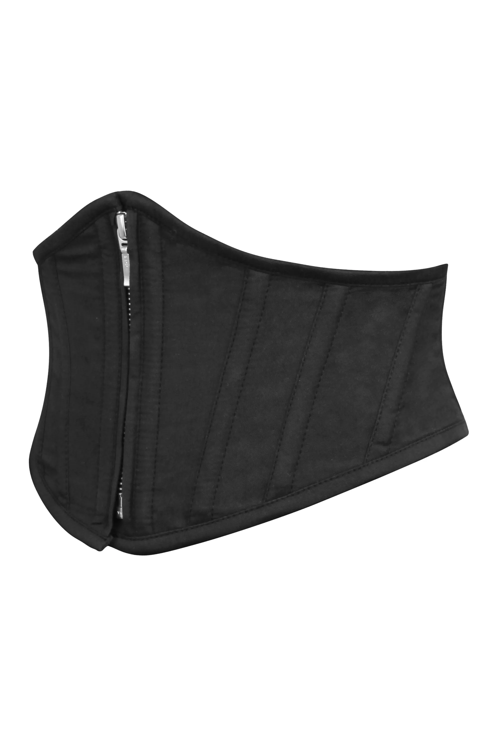 Iris Black Cotton Waspie Belt with Zip Front sold by Corset Story product image thumbnail 3