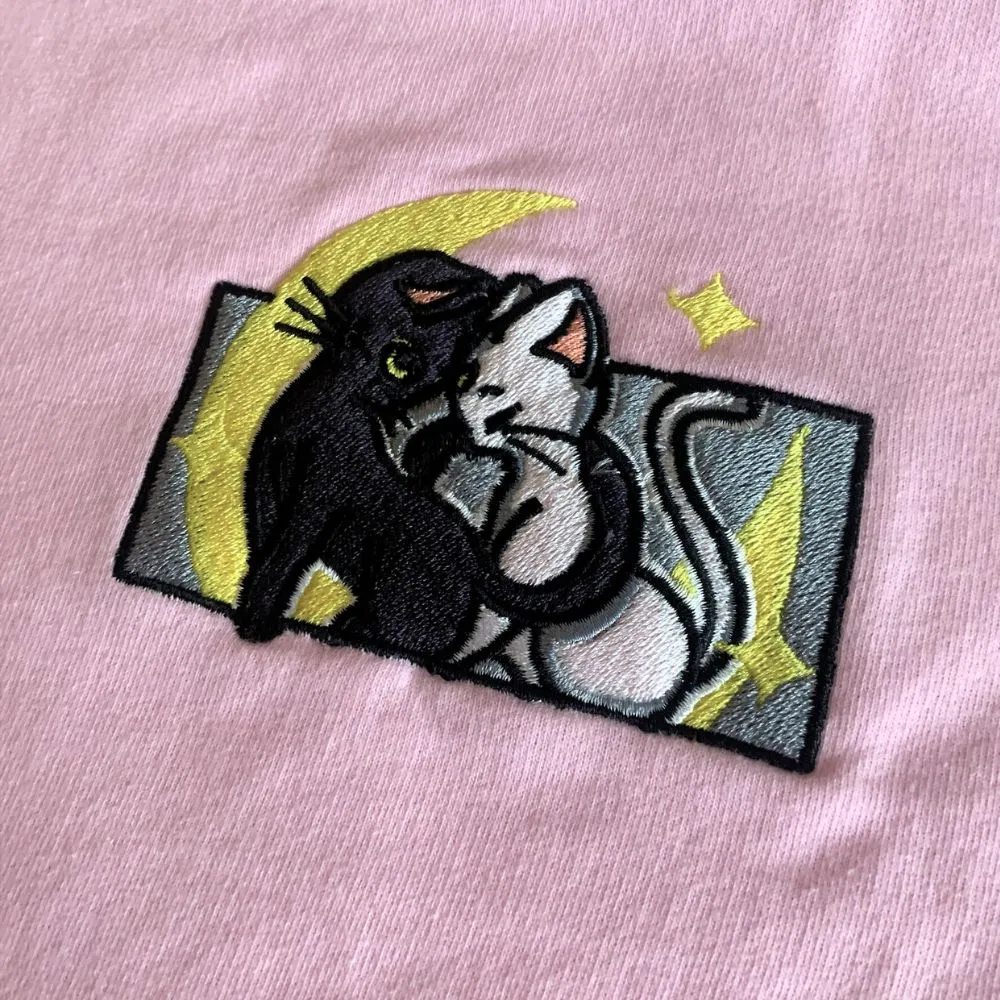 Moon Cats Embroidered Hoodie sold by Gilgamesh product image thumbnail 4
