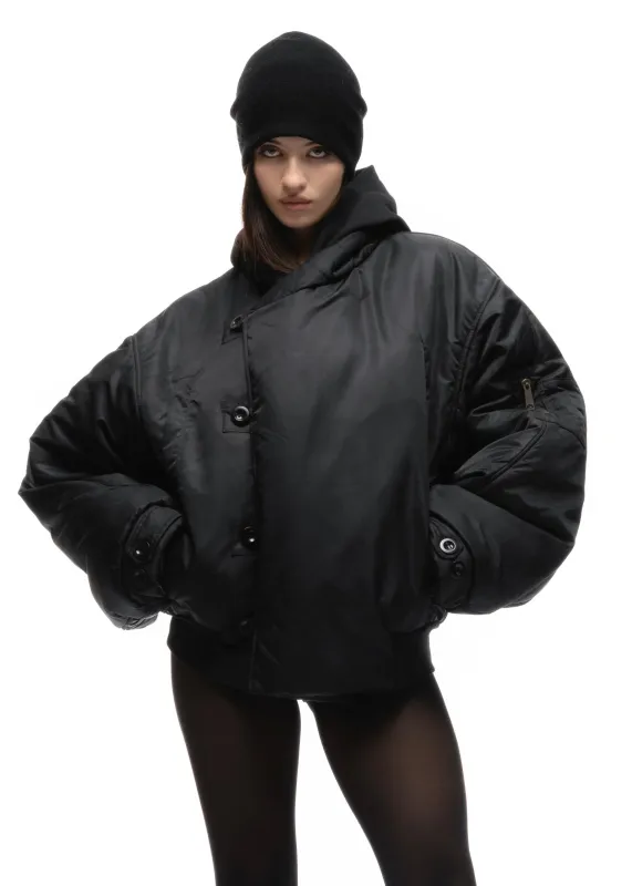 FENCING WAFFLE BOMBER JACKET BLACK FEMALE made by NO/FAITH STUDIOS
