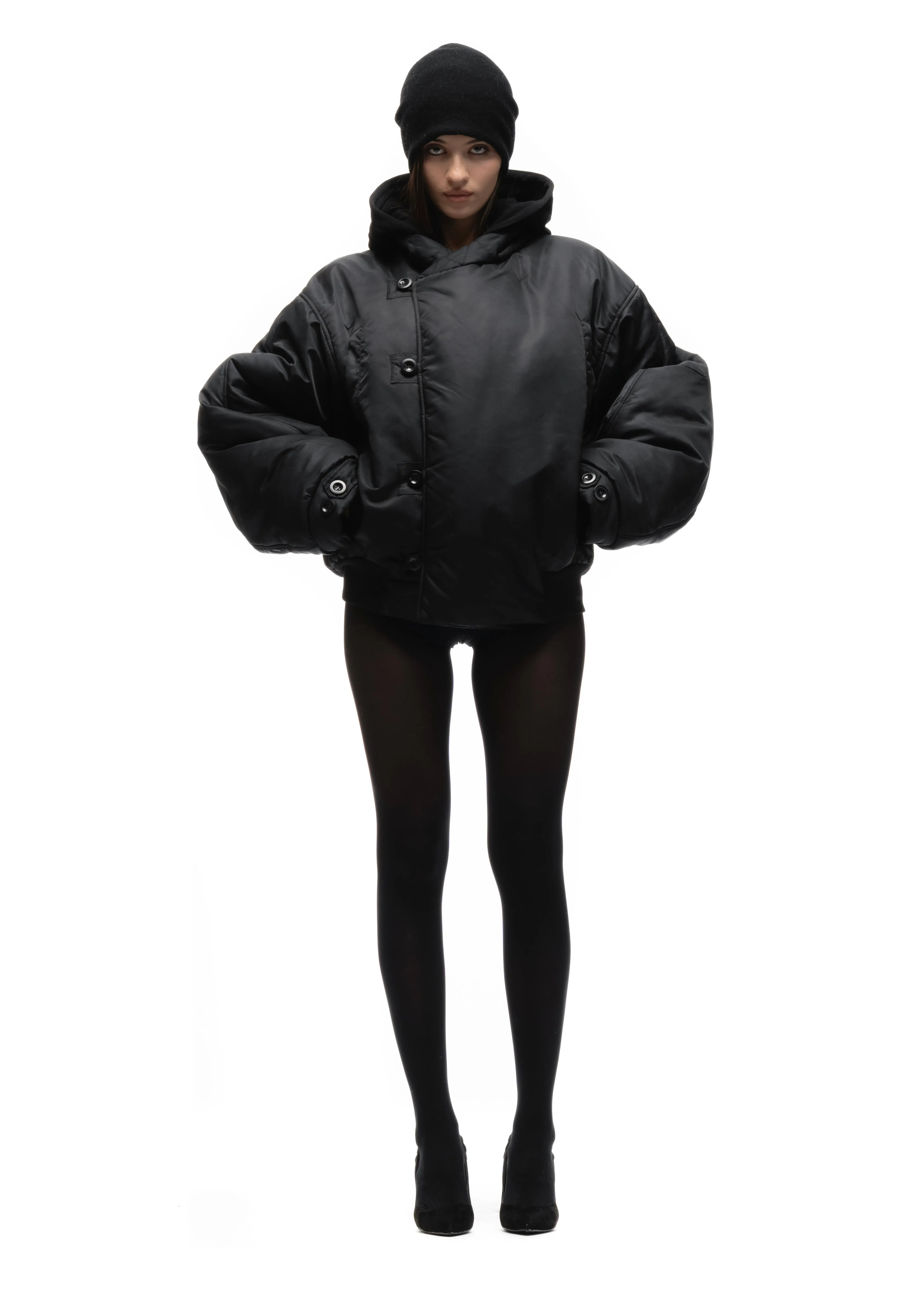 FENCING WAFFLE BOMBER JACKET BLACK FEMALE sold by NO/FAITH STUDIOS product image thumbnail 5
