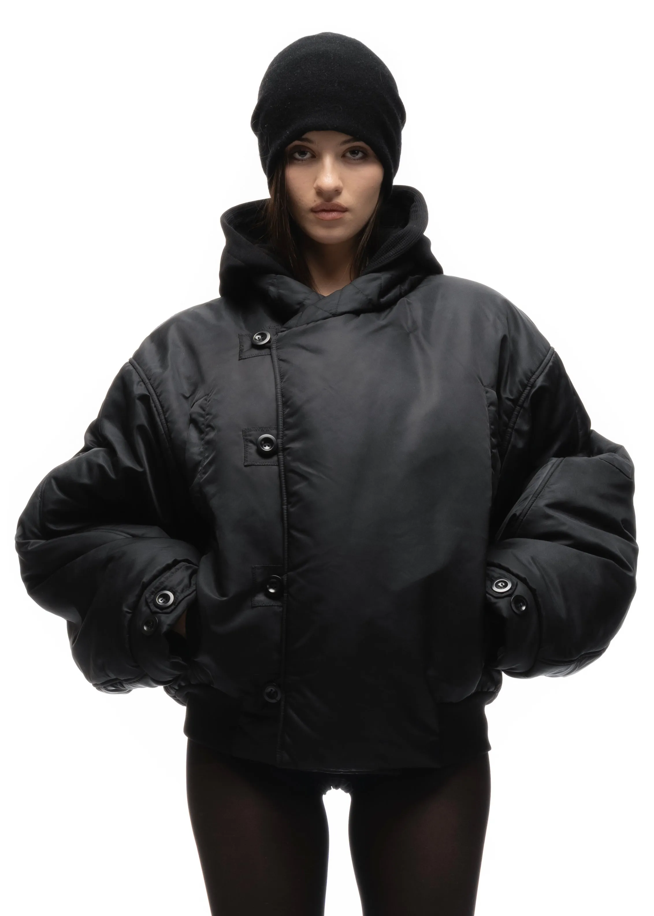 FENCING WAFFLE BOMBER JACKET BLACK FEMALE sold by NO/FAITH STUDIOS product image thumbnail 3