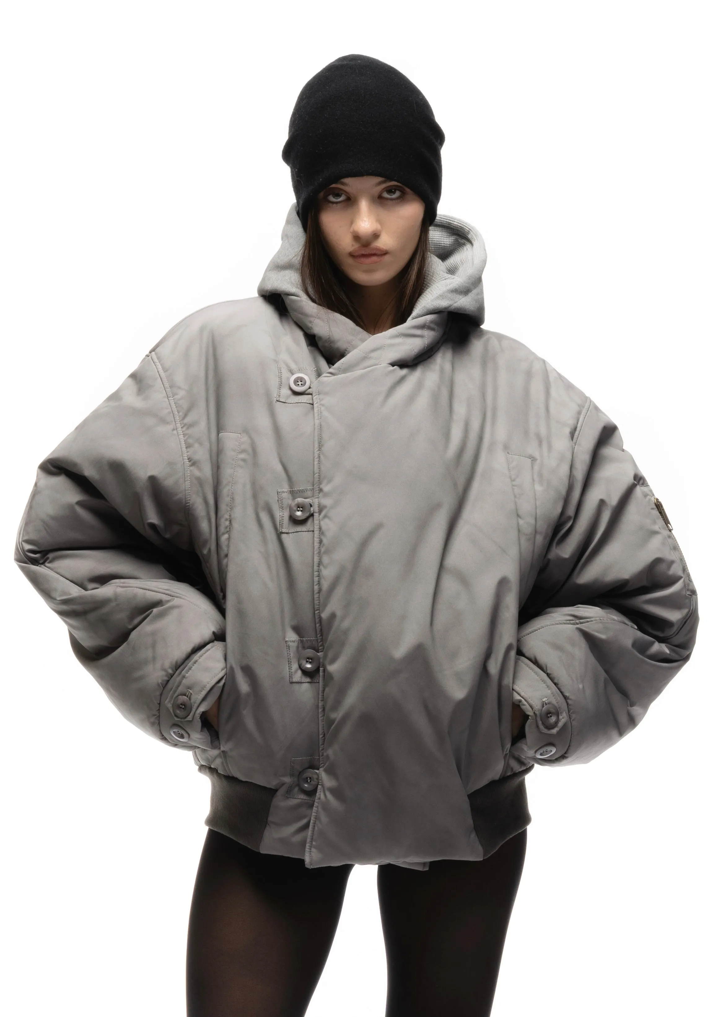FENCING WAFFLE BOMBER JACKET GREY FEMALE sold by NO/FAITH STUDIOS
