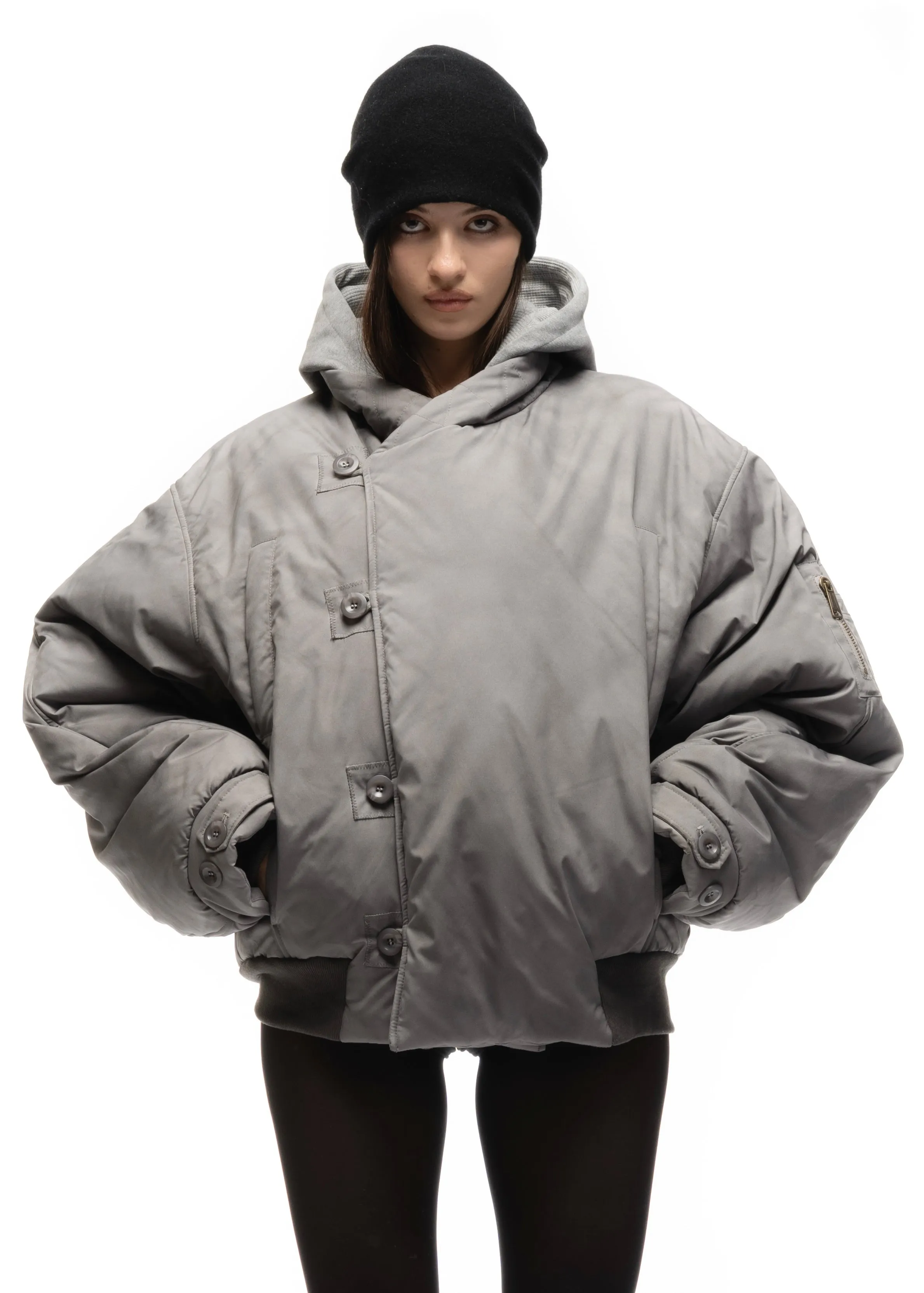 FENCING WAFFLE BOMBER JACKET GREY FEMALE sold by NO/FAITH STUDIOS product image thumbnail 3