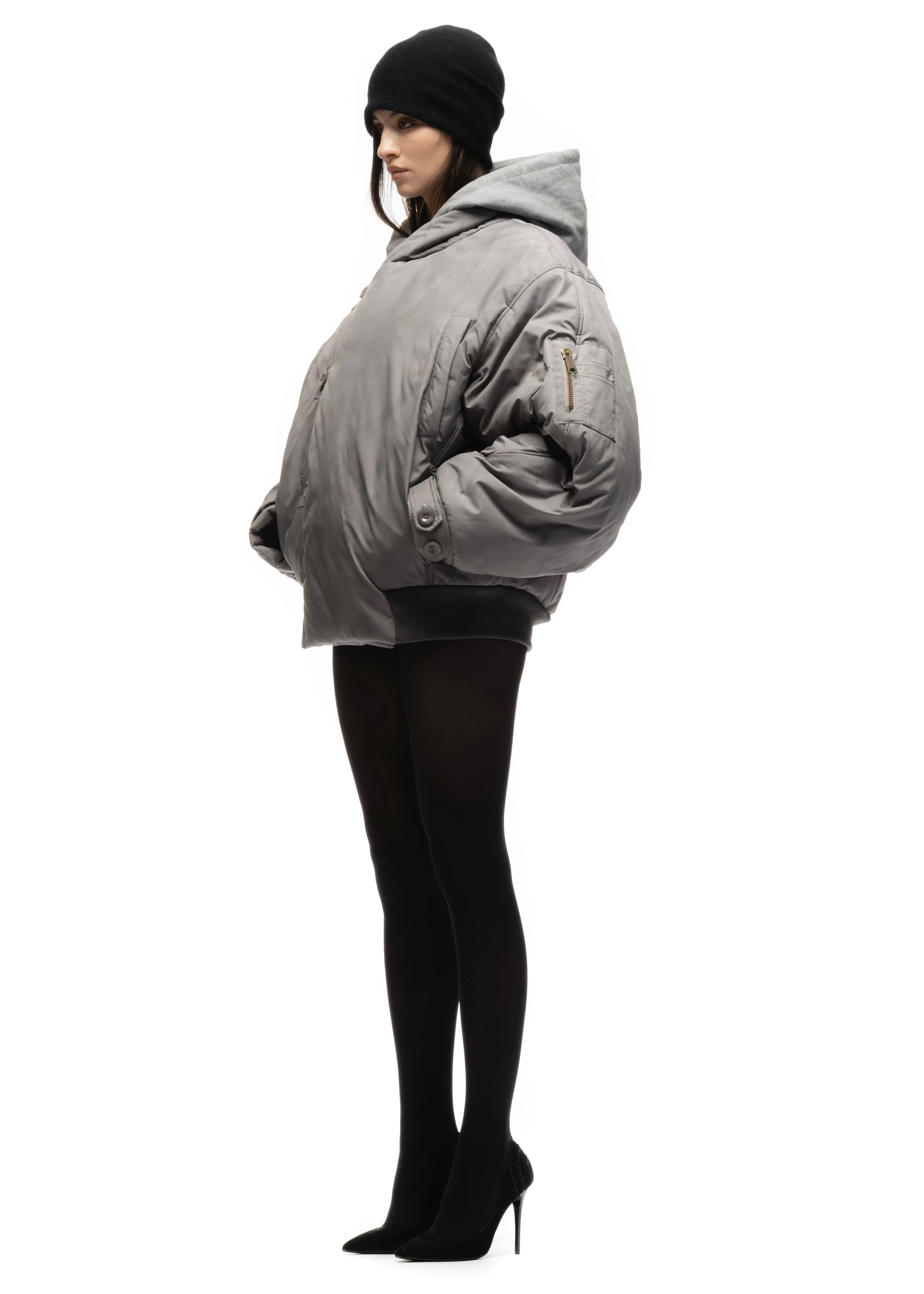 FENCING WAFFLE BOMBER JACKET GREY FEMALE sold by NO/FAITH STUDIOS product image thumbnail 4