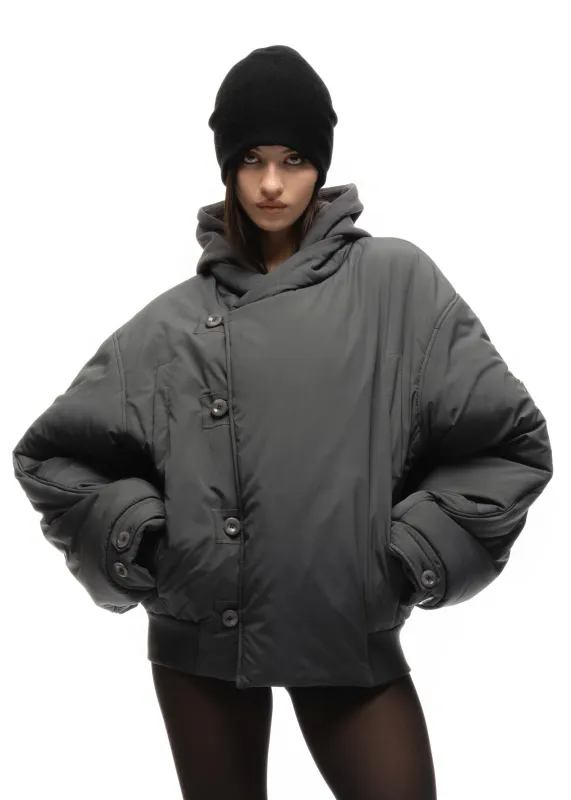 FENCING WAFFLE BOMBER JACKET COLD GREY FEMALE made by NO/FAITH STUDIOS