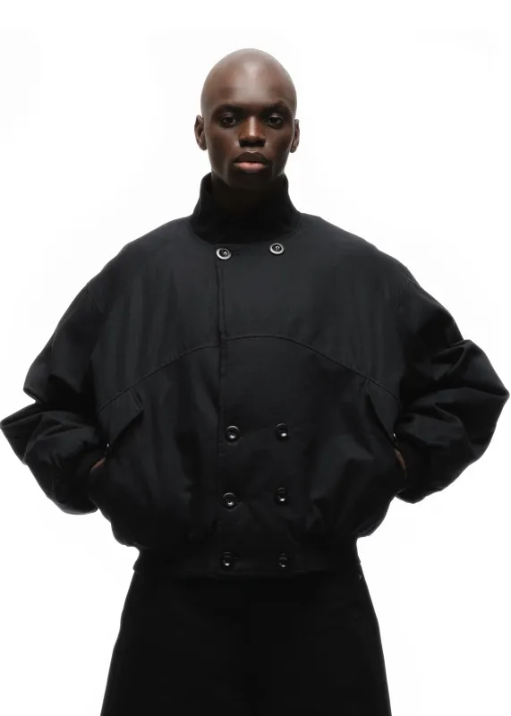 DOUBLE BUTTON BOMBER JACKET STRUCTURED BLACK sold by NO/FAITH STUDIOS