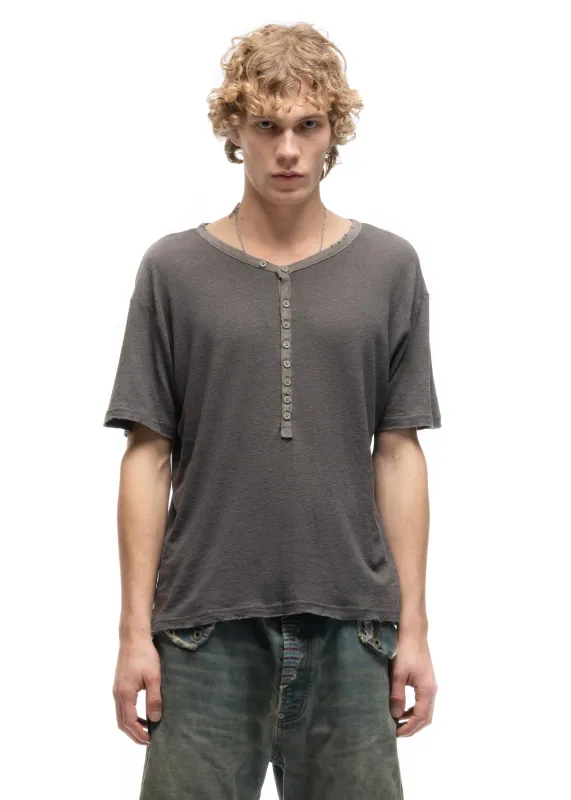MESSAGE BUTTON UP T-SHIRT STEEL GREY made by NO/FAITH STUDIOS