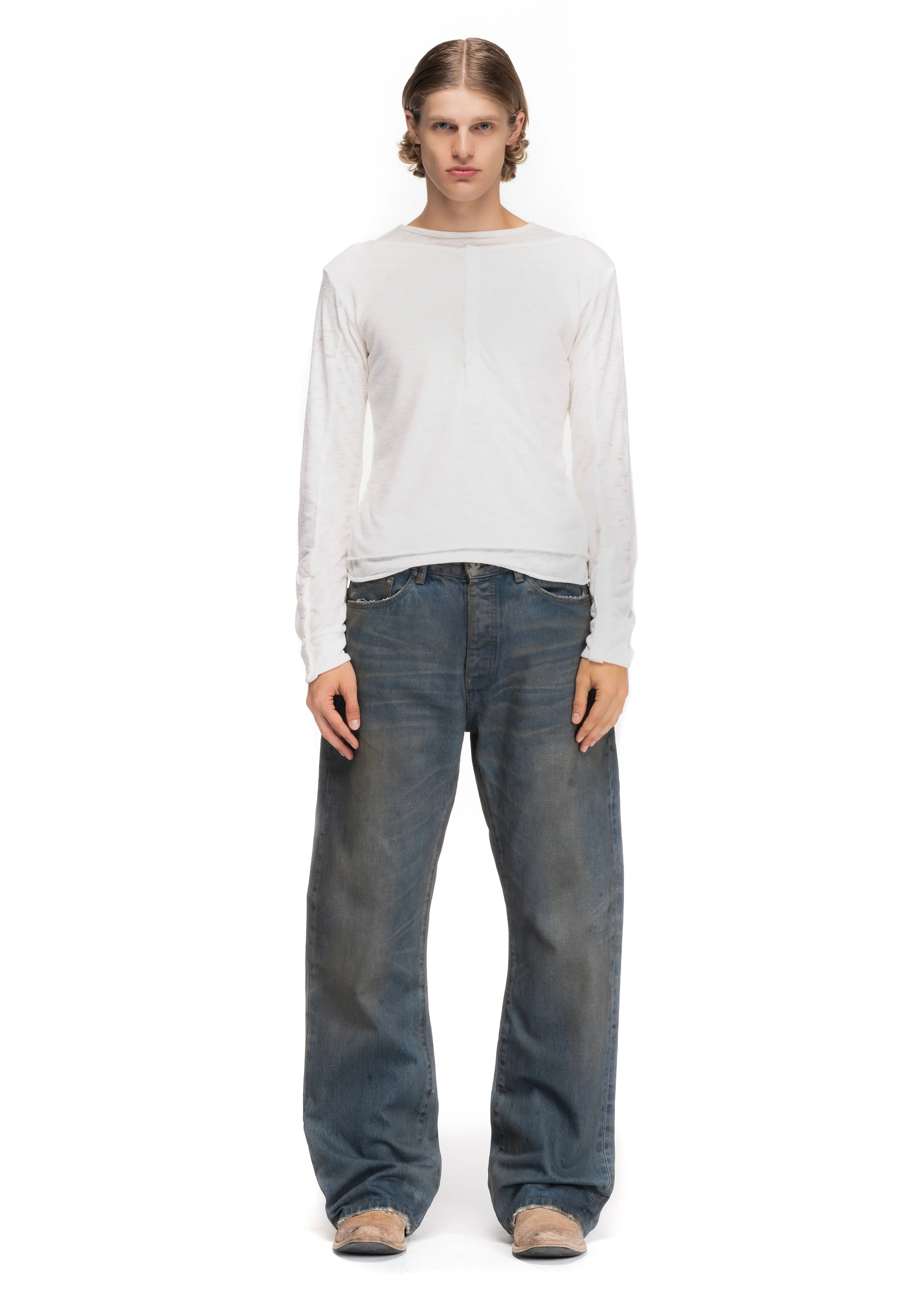 VINTAGE BLUE SELVEDGE BOOTCUT DENIM sold by NO/FAITH STUDIOS product image thumbnail 4