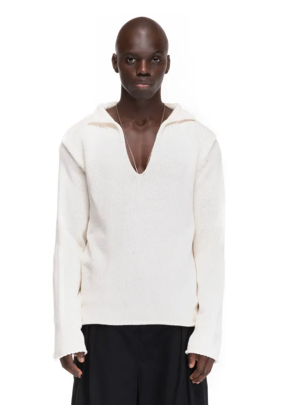 V KNIT SWEATER WHITE sold by NO/FAITH STUDIOS
