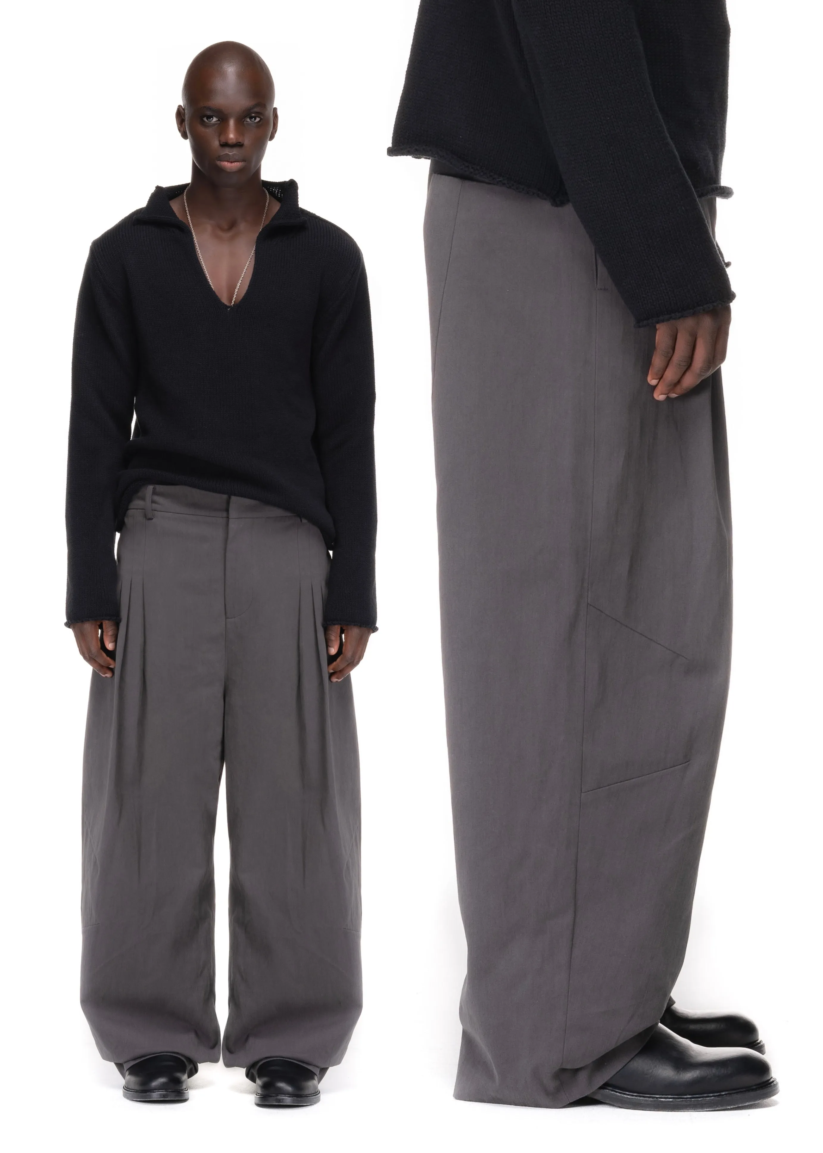 NFS PLEATED SUIT PANTS GREY sold by NO/FAITH STUDIOS