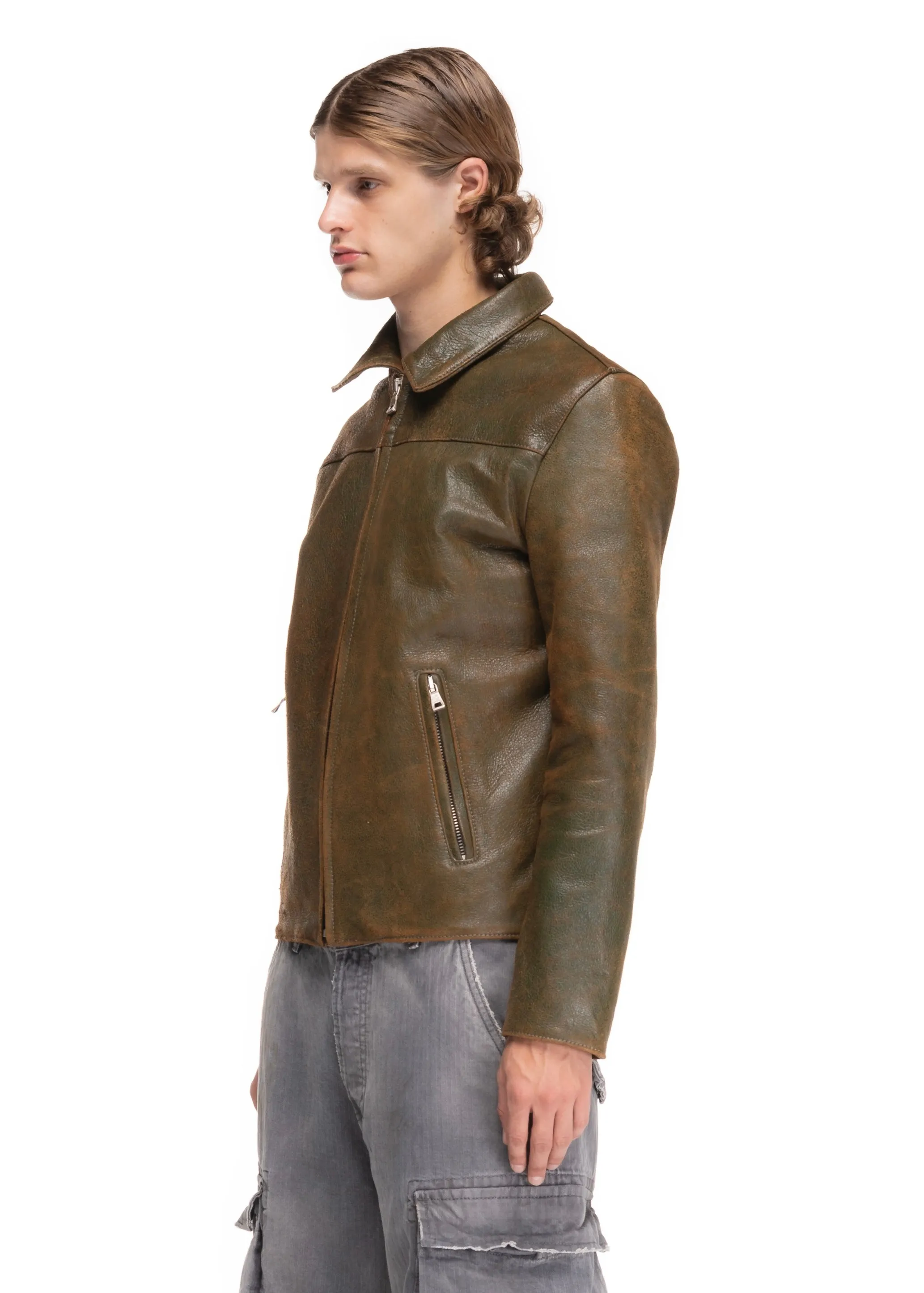 BIKER ONE CUT LEATHER GREEN sold by NO/FAITH STUDIOS product image thumbnail 2