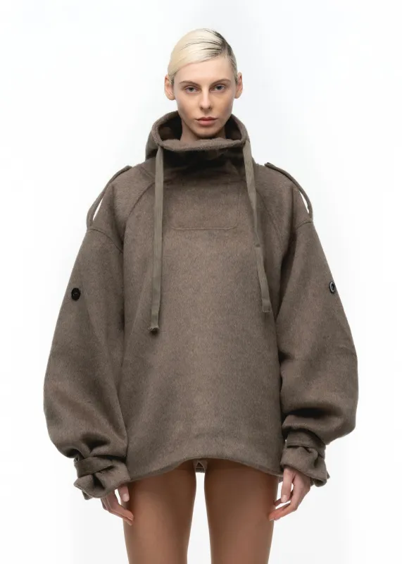 WOOL SWEATER JACKET EARTH GREEN WOMEN'S CUT made by NO/FAITH STUDIOS