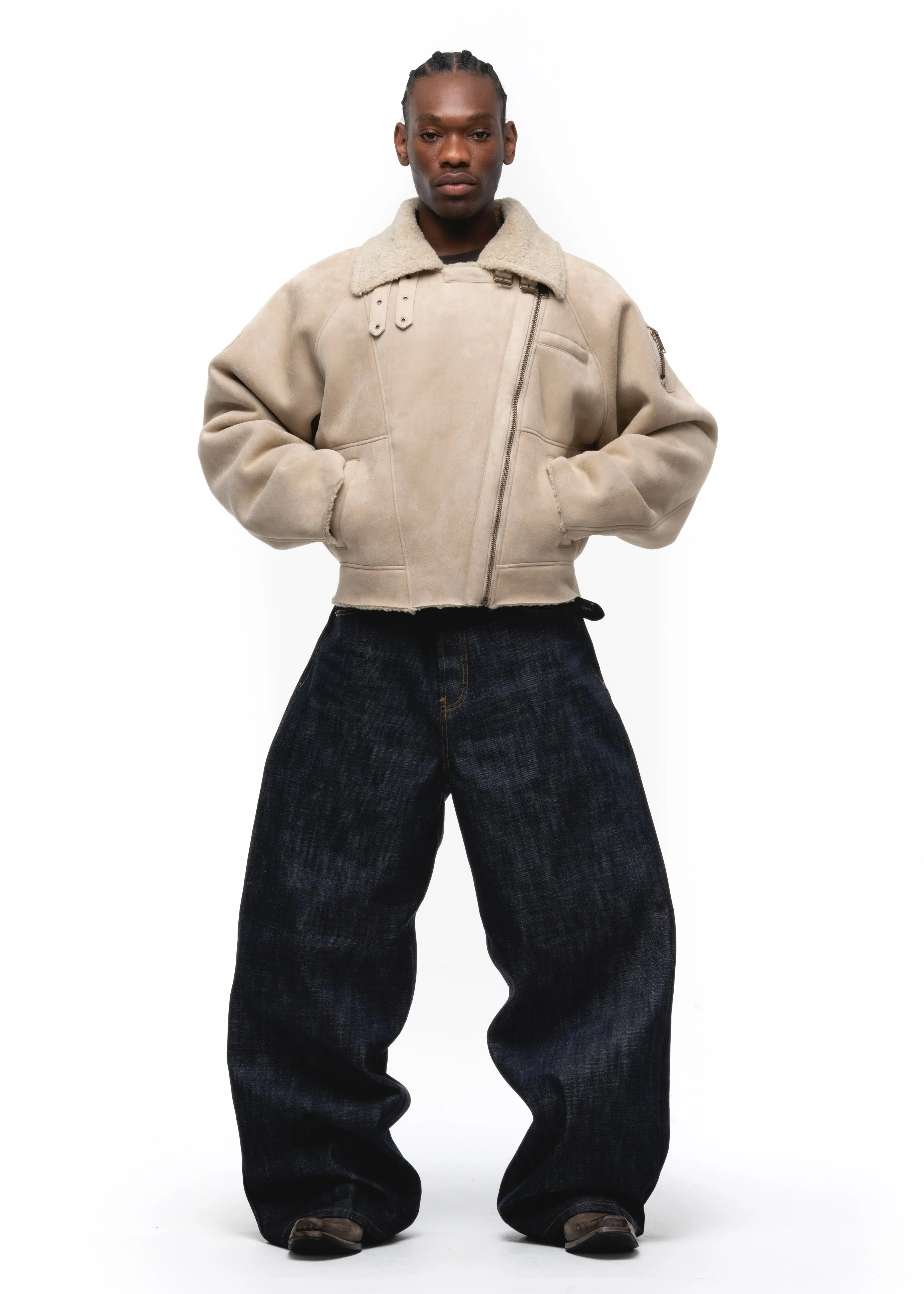 HEAVY FLIGHT SHEARLING JACKET BEIGE sold by NO/FAITH STUDIOS product image thumbnail 2