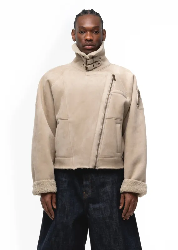 HEAVY FLIGHT SHEARLING JACKET BEIGE sold by NO/FAITH STUDIOS