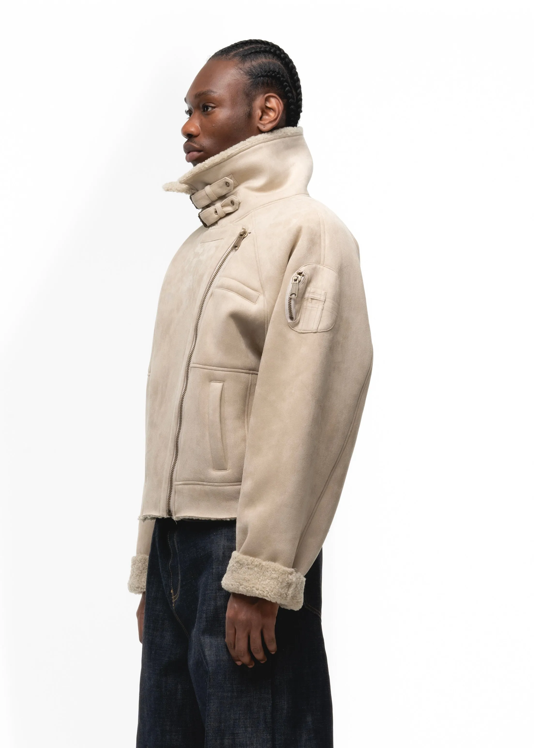 HEAVY FLIGHT SHEARLING JACKET BEIGE sold by NO/FAITH STUDIOS product image thumbnail 3