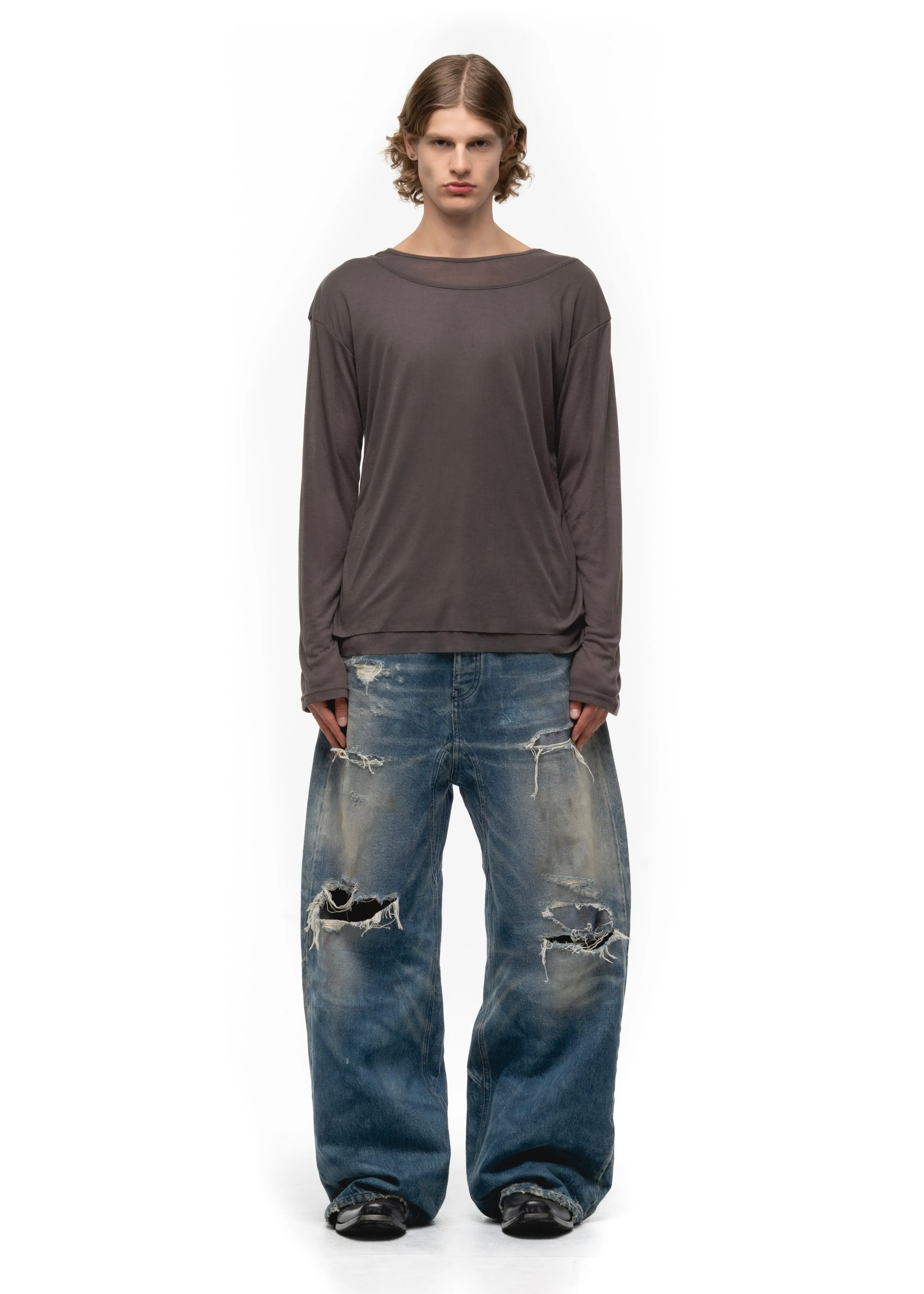 DOUBLE-LAYERED BURGUNDY LONGSLEEVE sold by NO/FAITH STUDIOS product image thumbnail 2