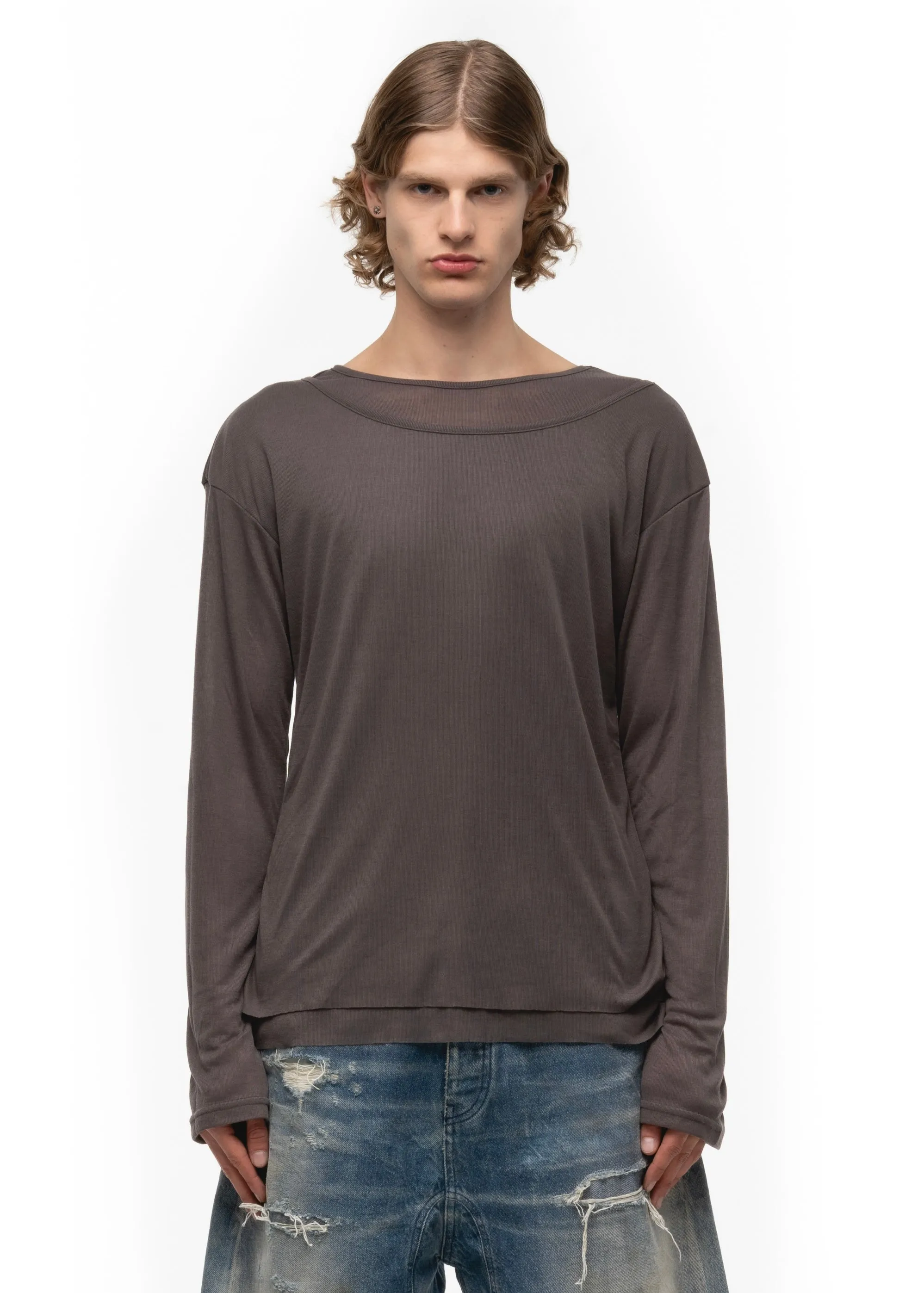 DOUBLE-LAYERED BURGUNDY LONGSLEEVE sold by NO/FAITH STUDIOS