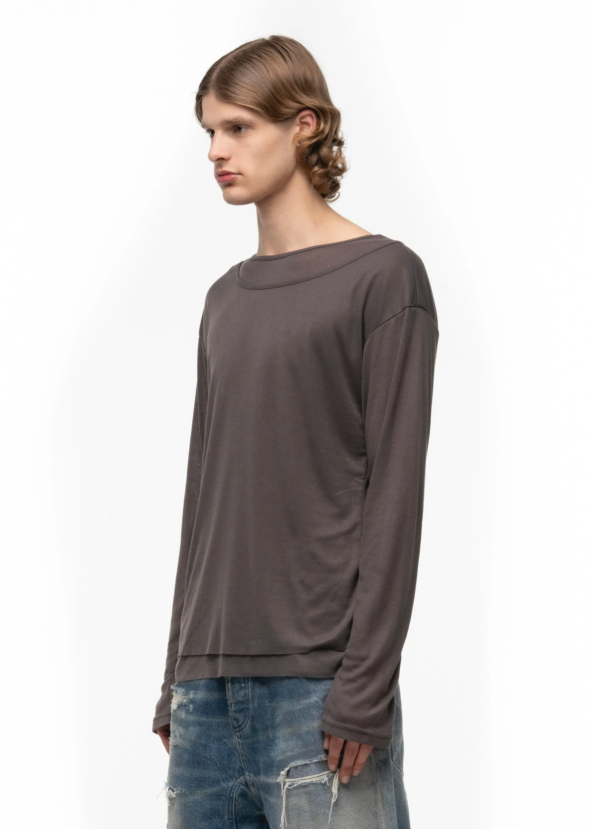 DOUBLE-LAYERED BURGUNDY LONGSLEEVE sold by NO/FAITH STUDIOS product image thumbnail 3