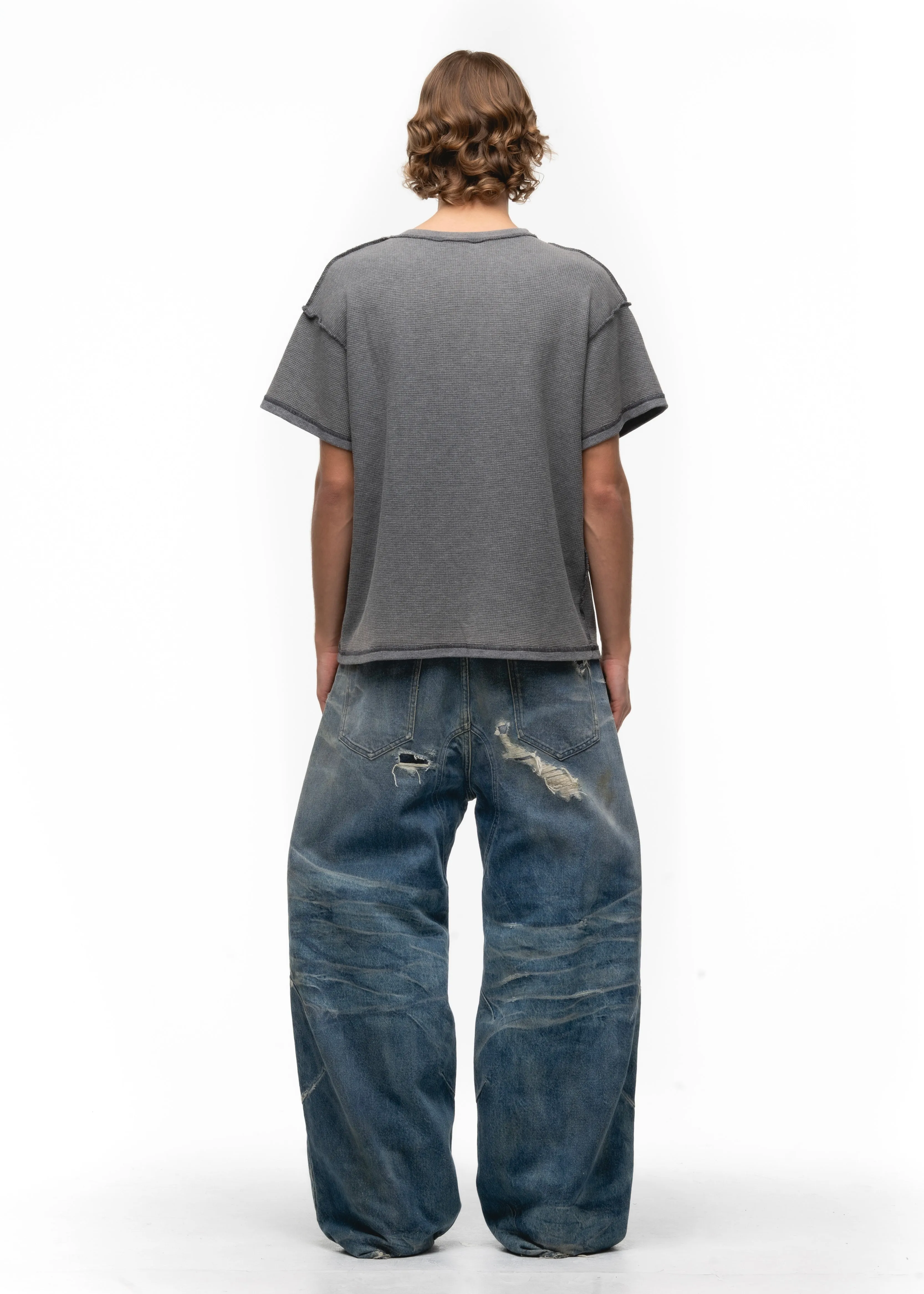 ZIKKURAT SUNFADE WAFFLE COTTON T-SHIRT GREY sold by NO/FAITH STUDIOS product image thumbnail 3