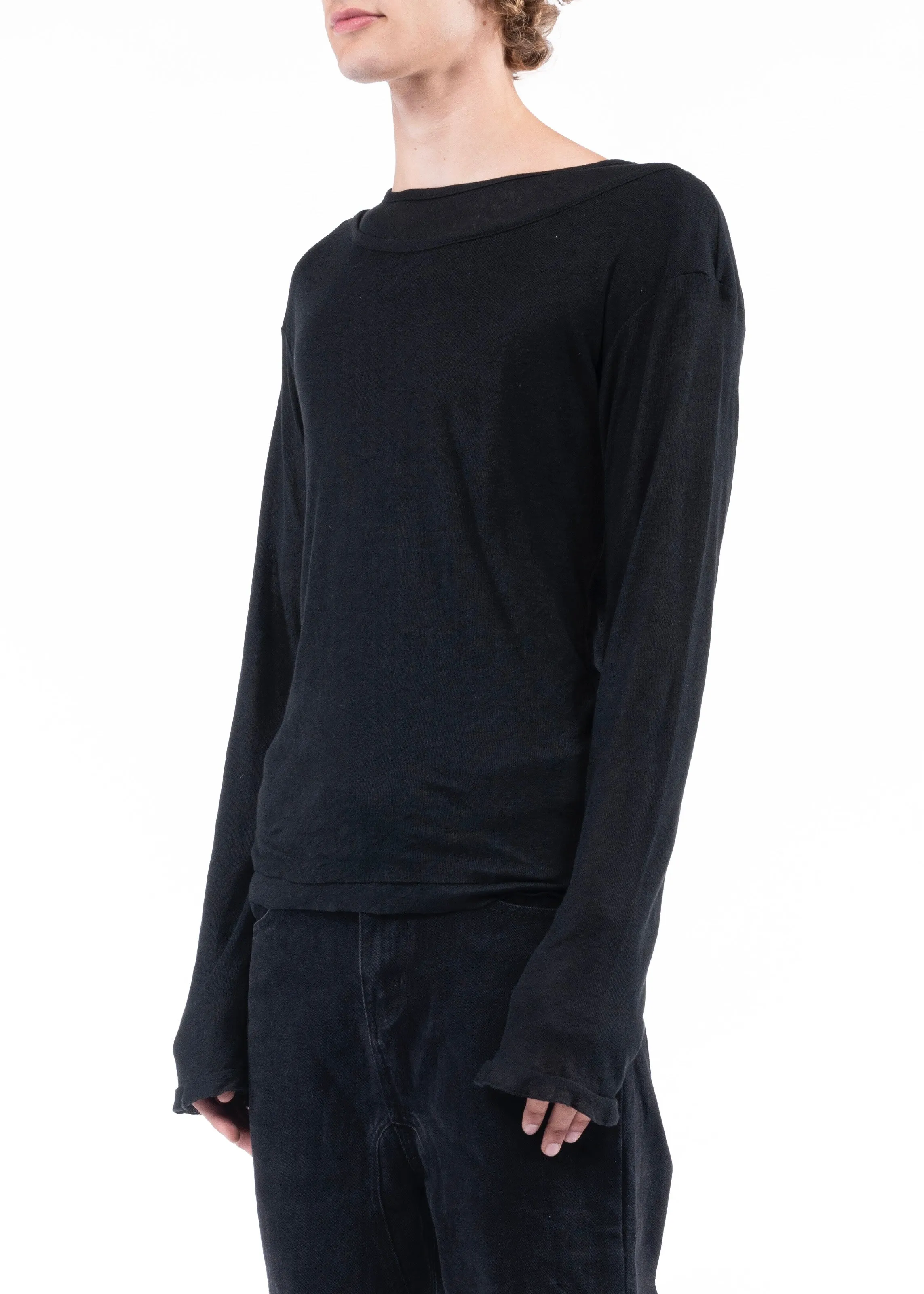 DOUBLE-LAYERED ORGANIC COTTON LONGSLEEVE BLACK sold by NO/FAITH STUDIOS product image thumbnail 3