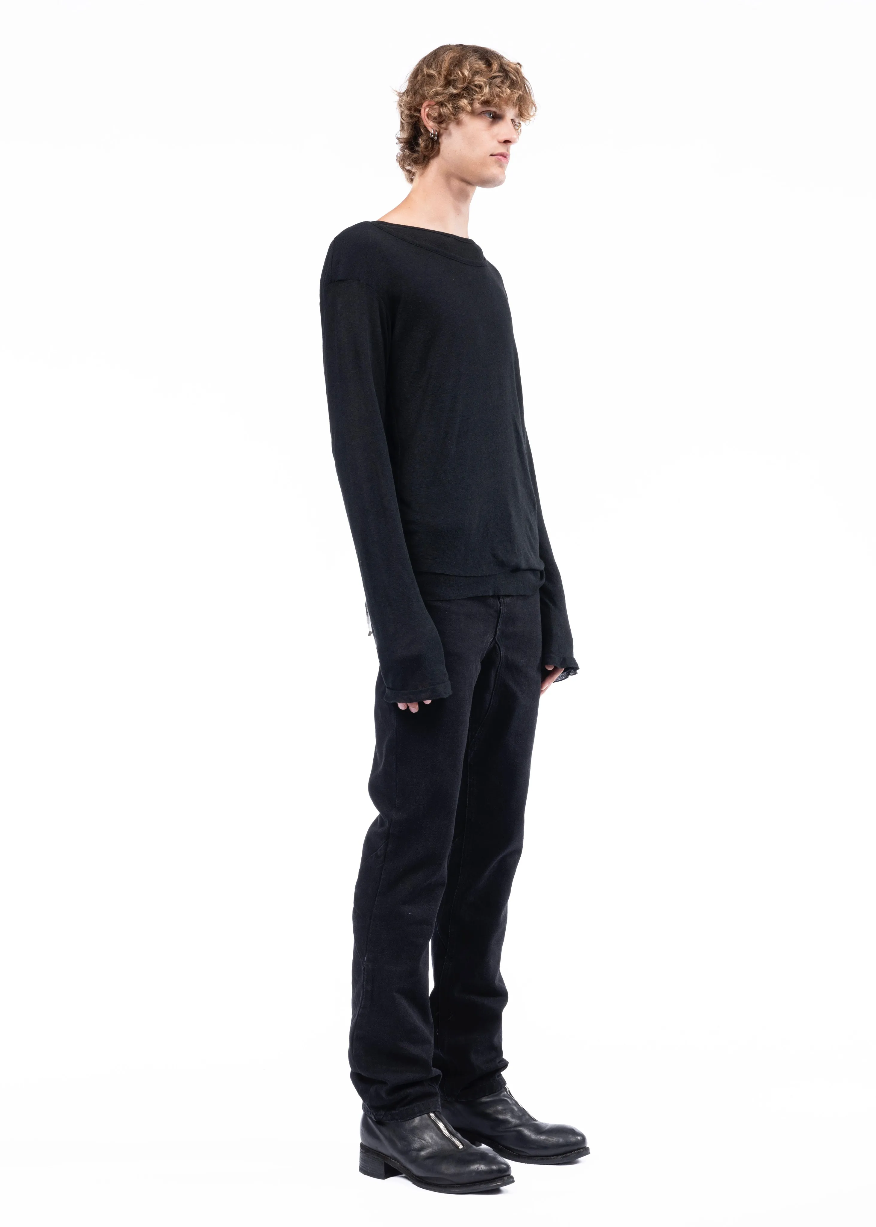 DOUBLE-LAYERED ORGANIC COTTON LONGSLEEVE BLACK sold by NO/FAITH STUDIOS product image thumbnail 2