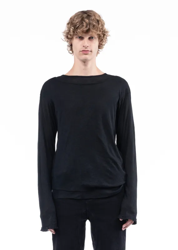 DOUBLE-LAYERED ORGANIC COTTON LONGSLEEVE BLACK made by NO/FAITH STUDIOS
