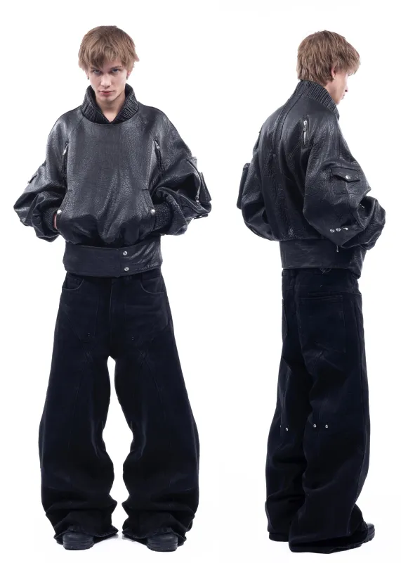 PULL OVER CONCRETE LEATHER  BOMBER sold by NO/FAITH STUDIOS