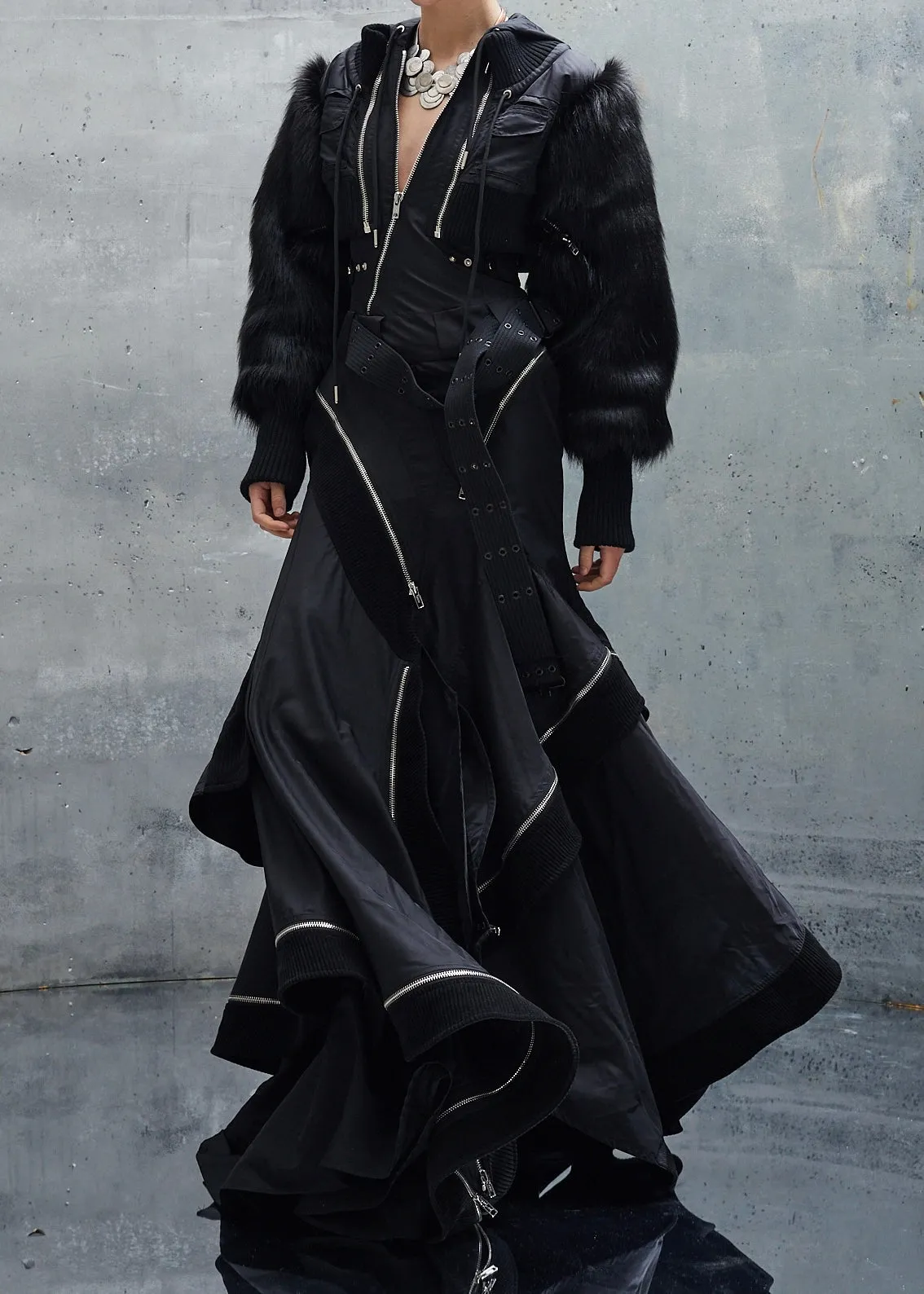 BOMBERJACKET FUR NYLON DRESS sold by NO/FAITH STUDIOS product image thumbnail 4