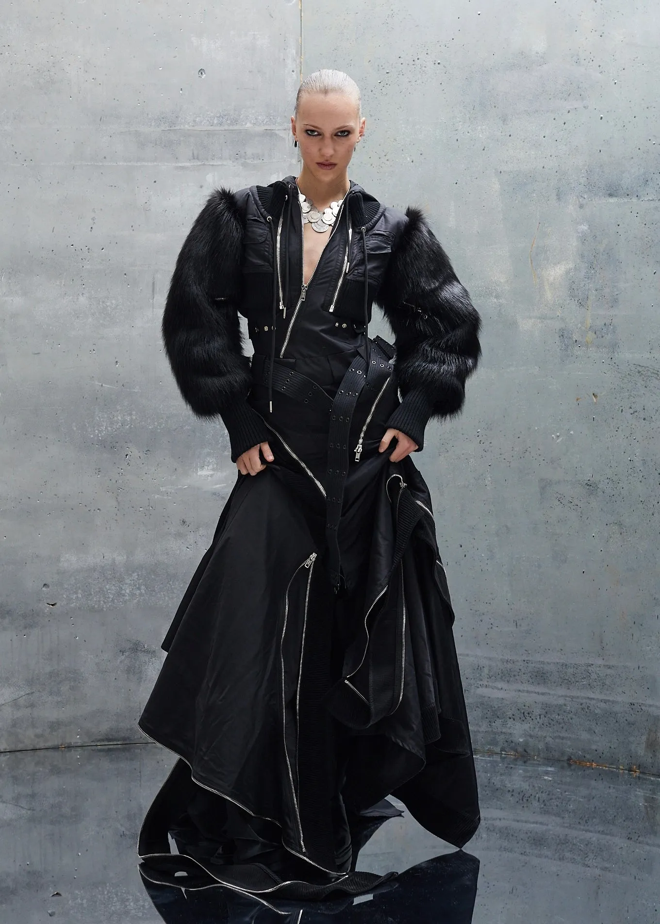 BOMBERJACKET FUR NYLON DRESS sold by NO/FAITH STUDIOS product image thumbnail 2
