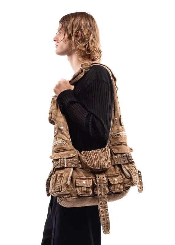 DENIM MULTIPOCKET BAG 002 BEIGE made by NO/FAITH STUDIOS