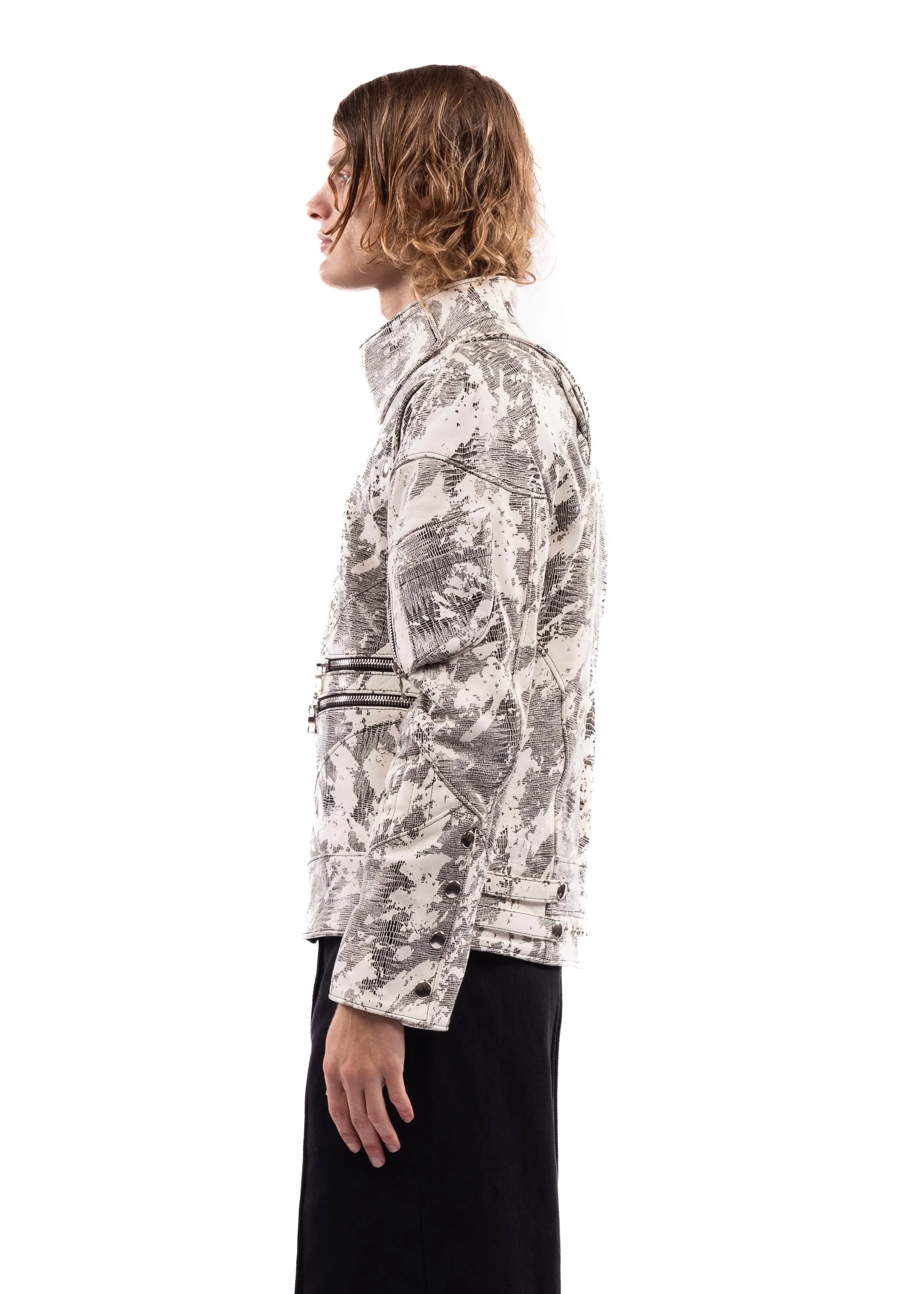 CAMOUFLAGE LEATHER SLATE COLLAR JACKET sold by NO/FAITH STUDIOS product image thumbnail 3