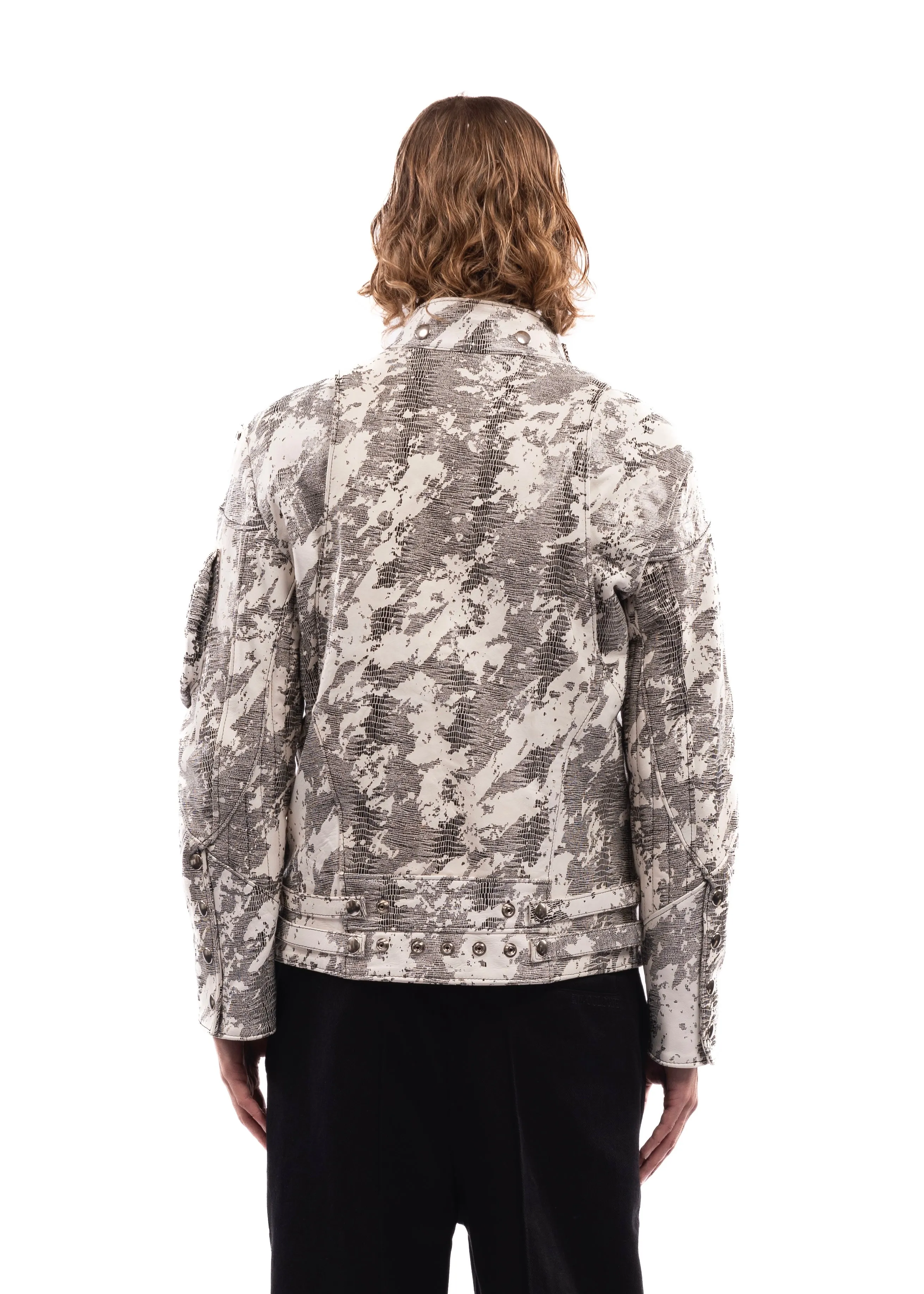 CAMOUFLAGE LEATHER SLATE COLLAR JACKET sold by NO/FAITH STUDIOS product image thumbnail 4