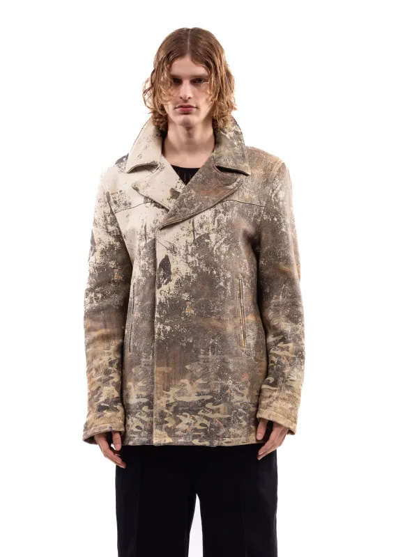 PRINTED CAMOUFLAGE LEATHER BLAZER made by NO/FAITH STUDIOS