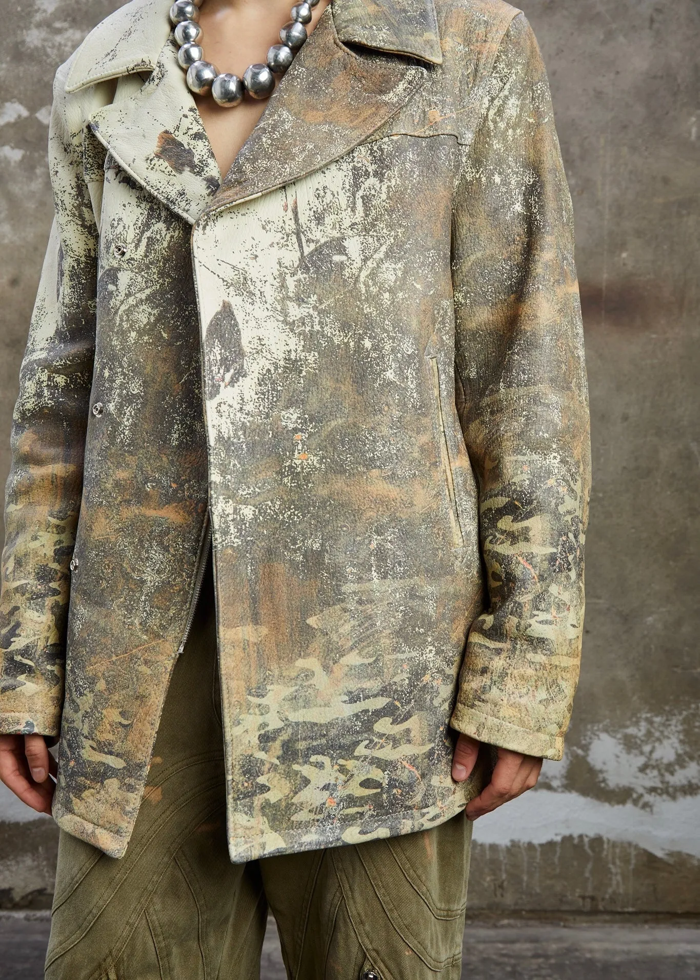 PRINTED CAMOUFLAGE LEATHER BLAZER sold by NO/FAITH STUDIOS product image thumbnail 5