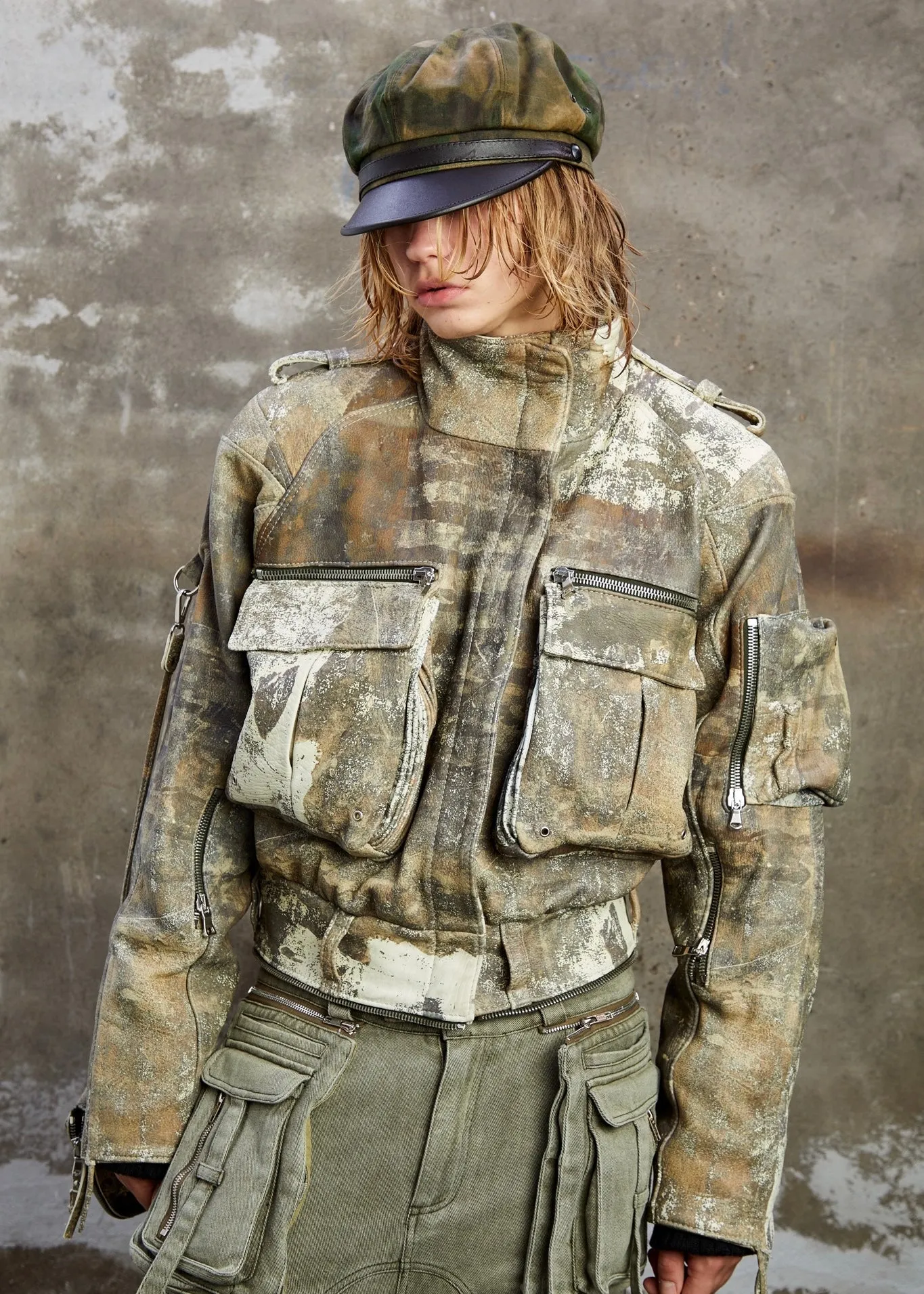 CAMOUFLAGE PRINTED LEATHER JACKET sold by NO/FAITH STUDIOS product image thumbnail 2