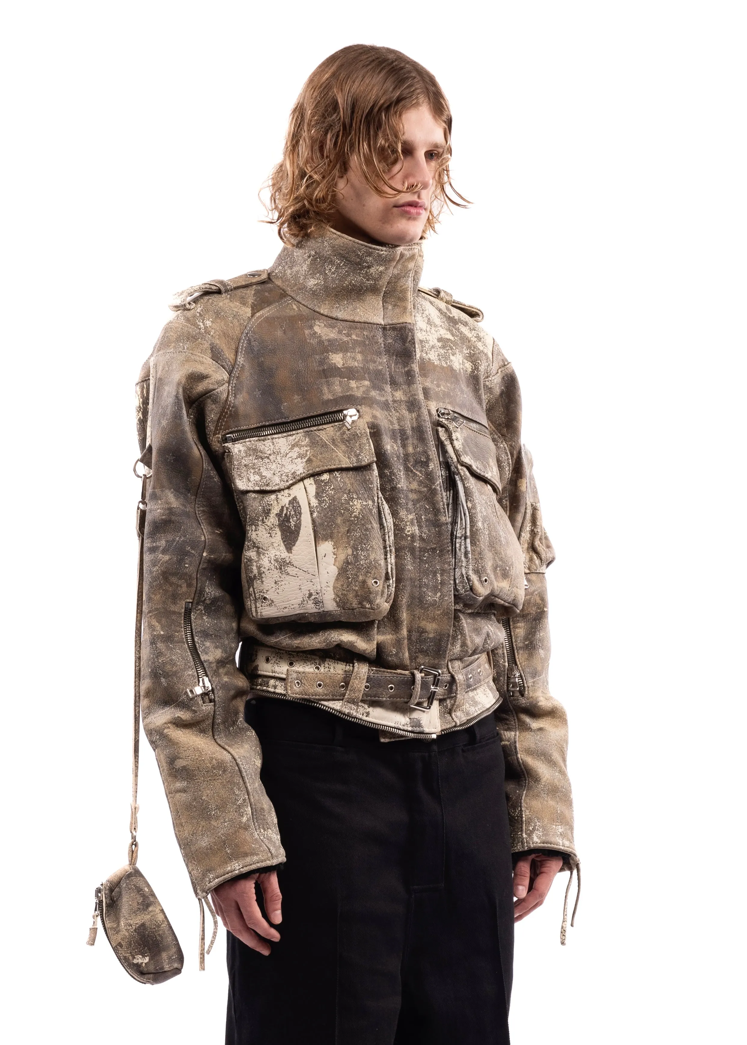 CAMOUFLAGE PRINTED LEATHER JACKET sold by NO/FAITH STUDIOS