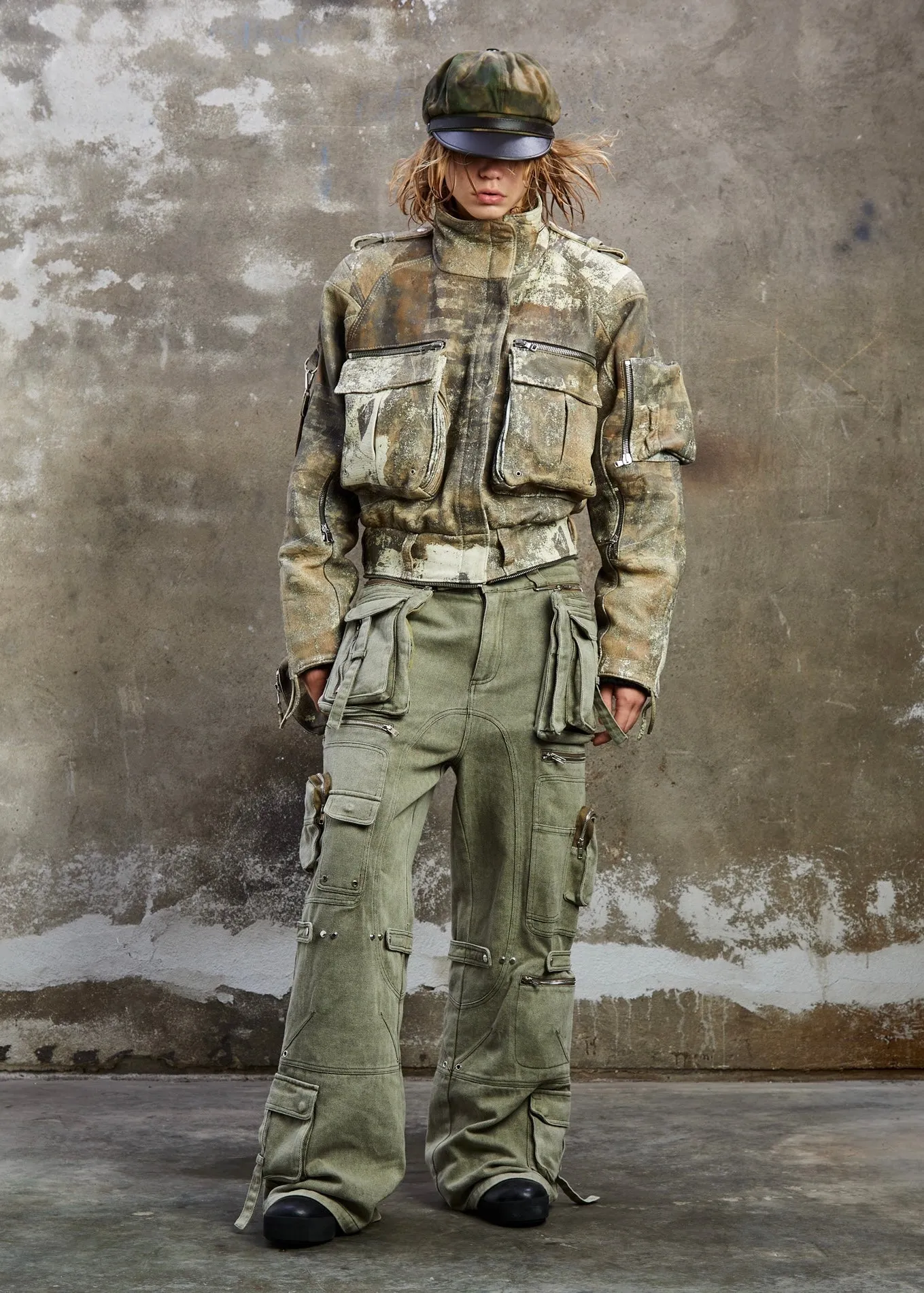 CAMOUFLAGE PRINTED LEATHER JACKET sold by NO/FAITH STUDIOS product image thumbnail 3