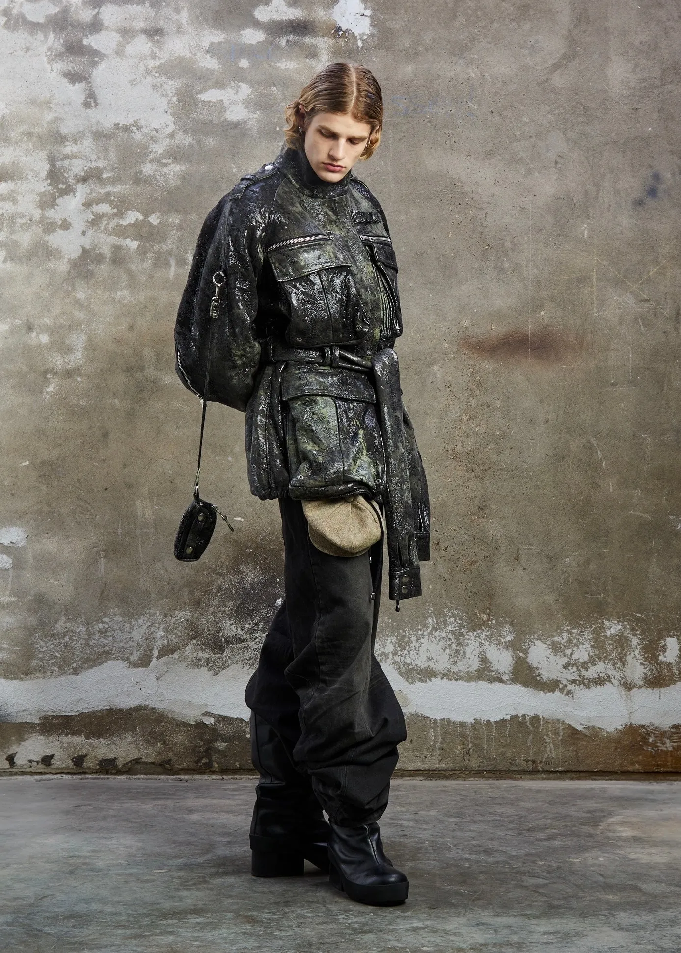 LEATHER PARKA CAMO BLACK/GREEN sold by NO/FAITH STUDIOS product image thumbnail 4