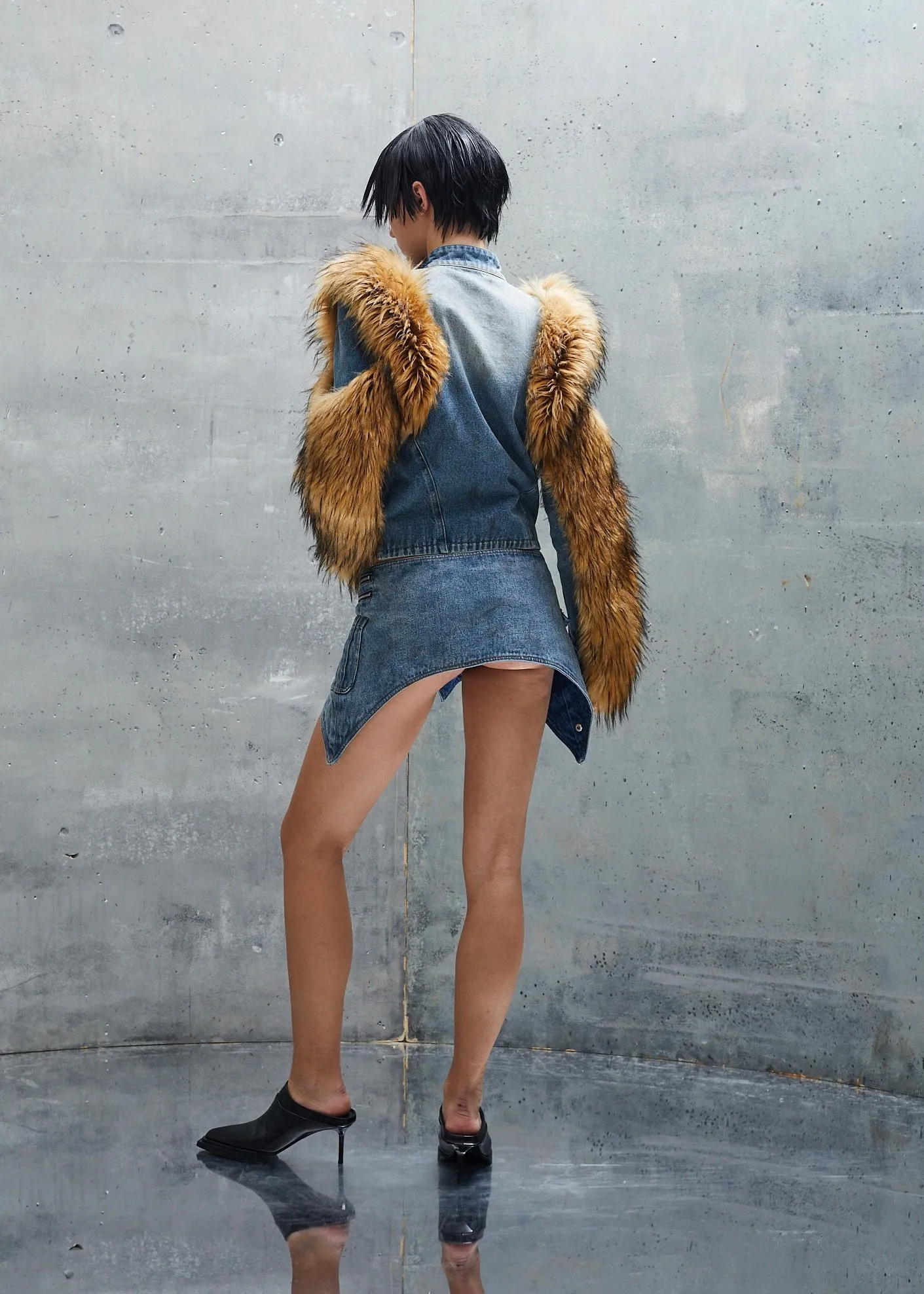 DENIM FUR ZIP JACKET UNISEX sold by NO/FAITH STUDIOS product image thumbnail 4