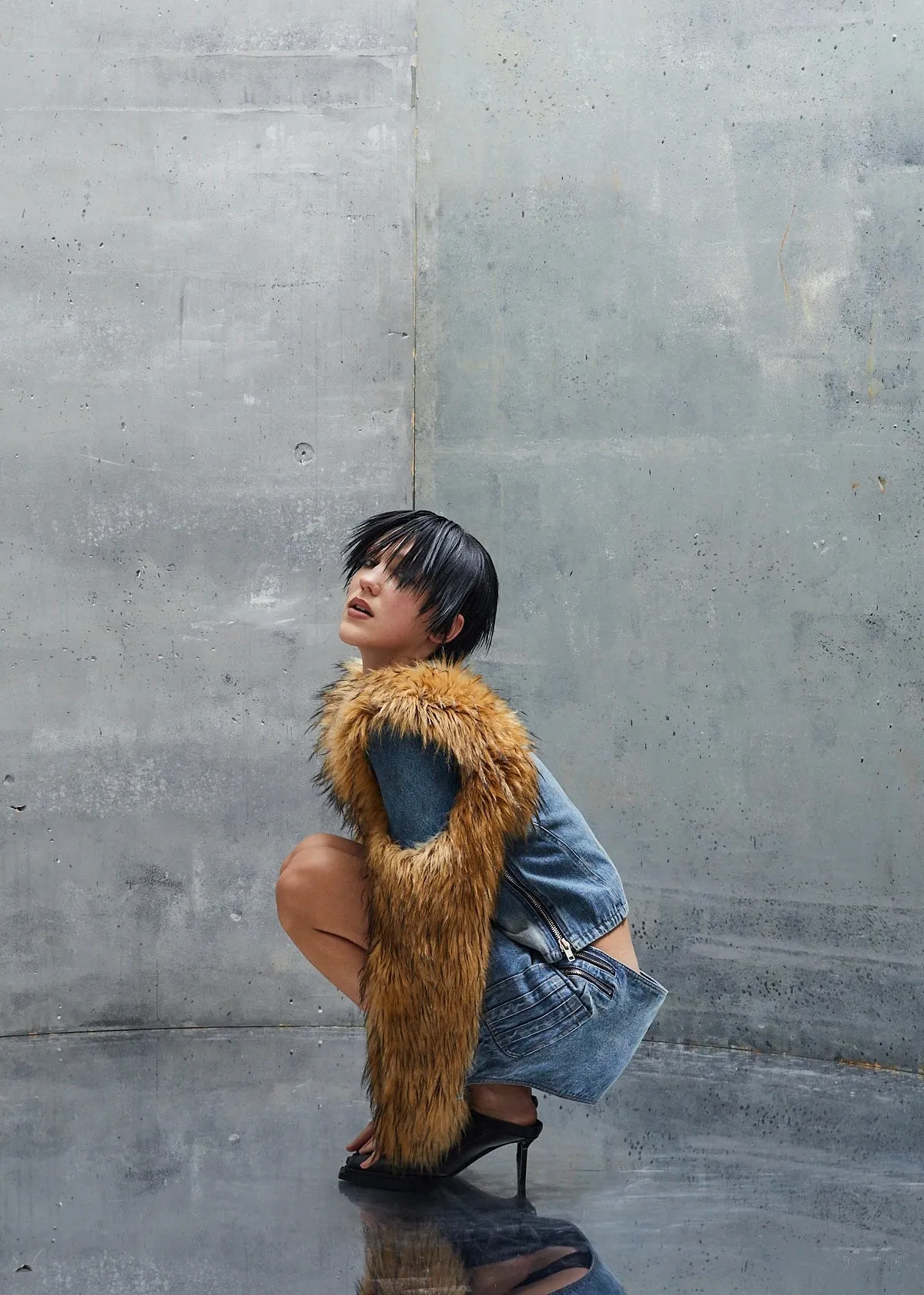DENIM FUR ZIP JACKET UNISEX sold by NO/FAITH STUDIOS product image thumbnail 5