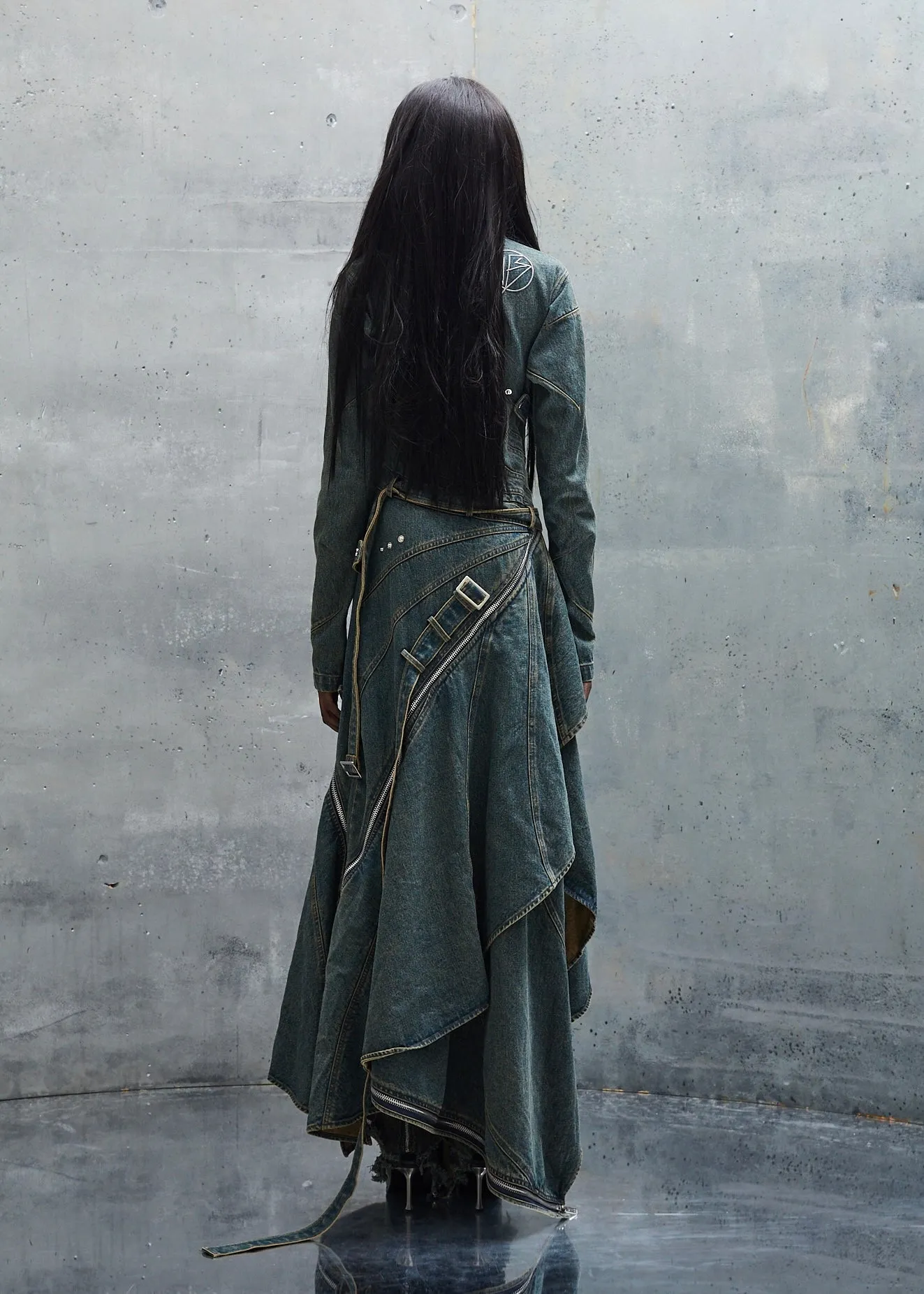 WAVE DENIM VINTAGE USED DENIM LONGSLEEVE DRESS sold by NO/FAITH STUDIOS product image thumbnail 4
