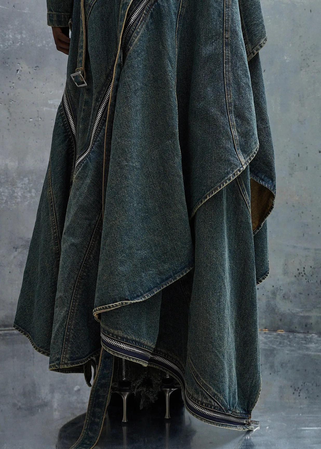 WAVE DENIM VINTAGE USED DENIM LONGSLEEVE DRESS sold by NO/FAITH STUDIOS product image thumbnail 5