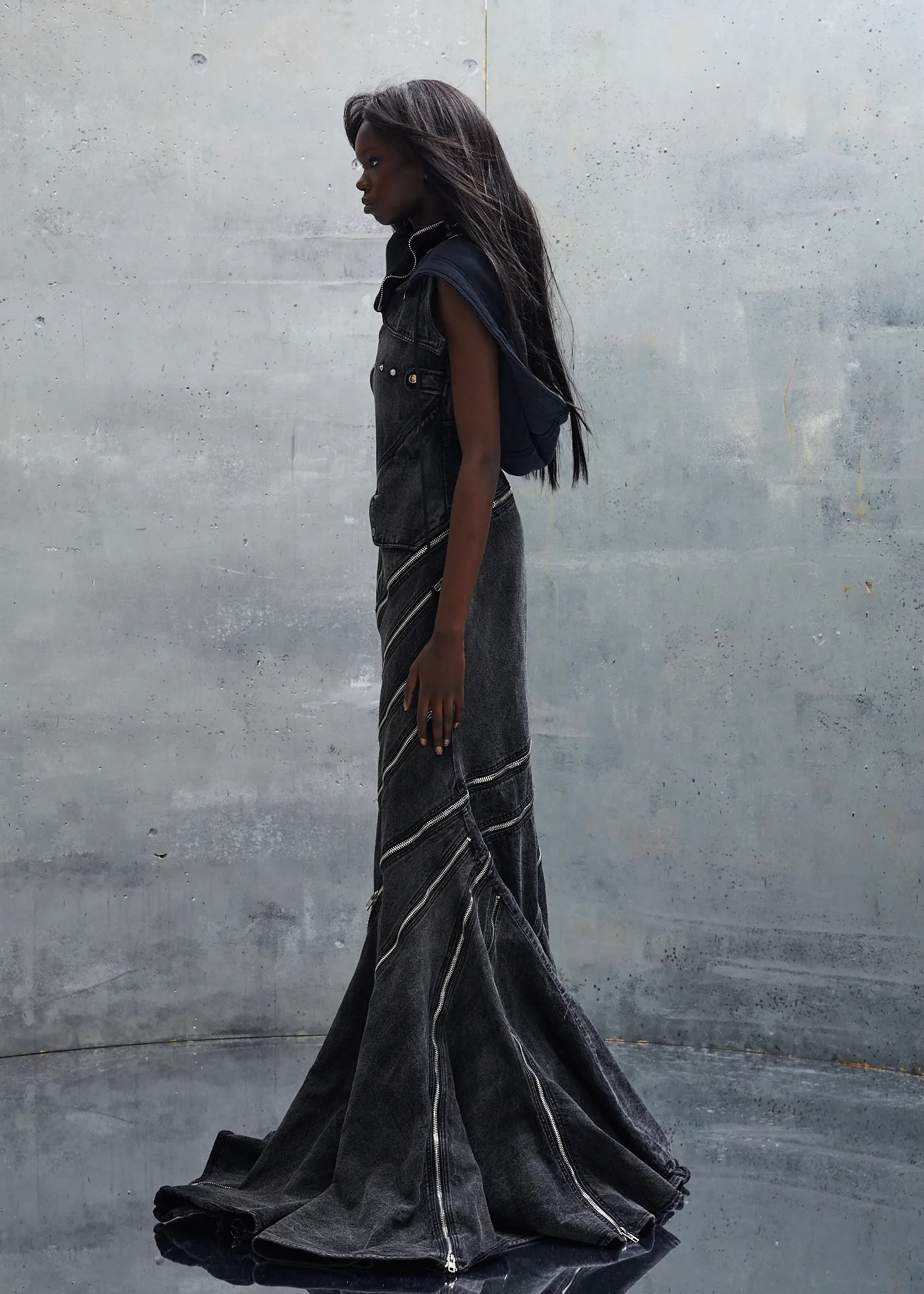 DENIM ZIP HOOD DRESS sold by NO/FAITH STUDIOS product image thumbnail 2