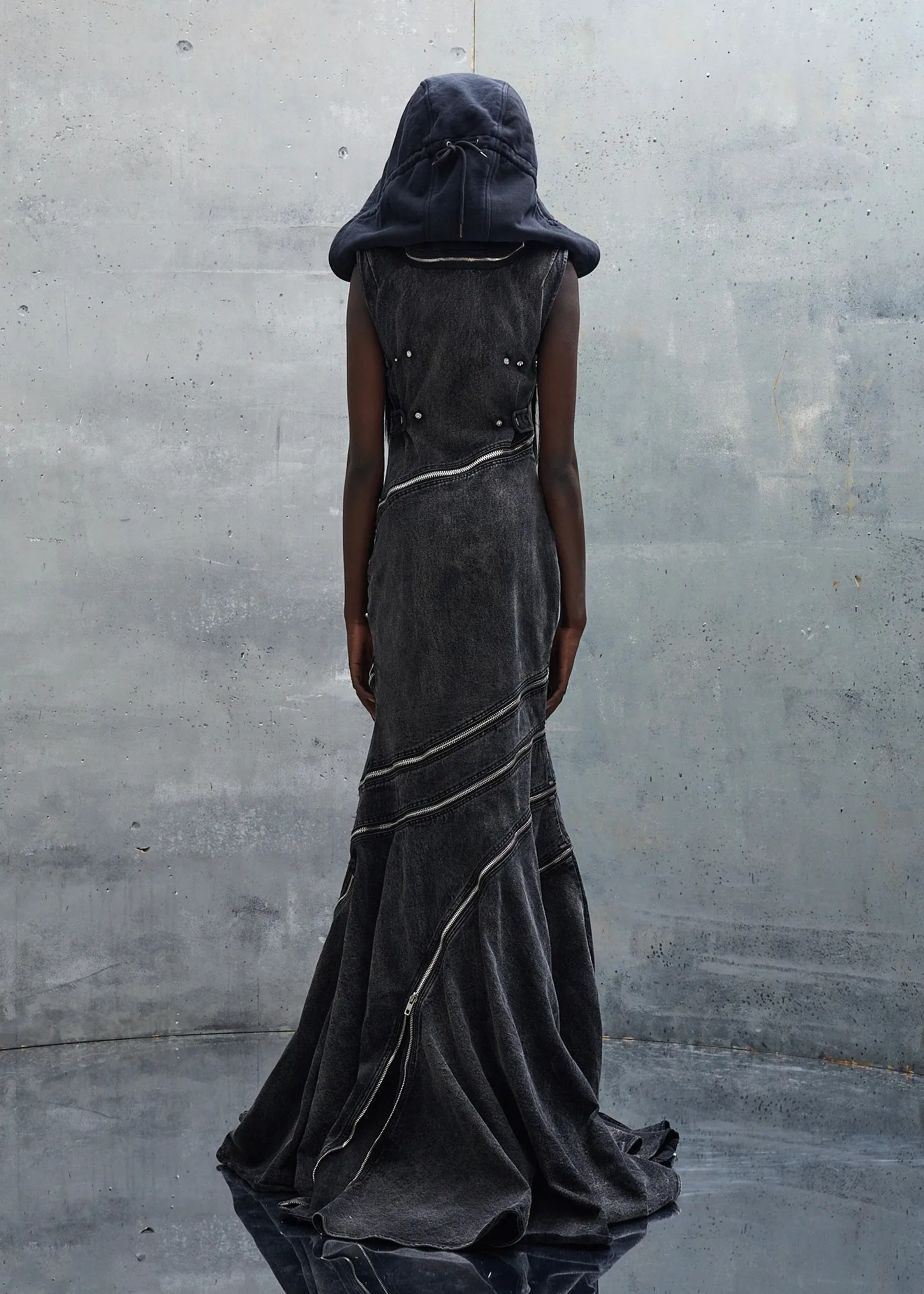 DENIM ZIP HOOD DRESS sold by NO/FAITH STUDIOS product image thumbnail 3
