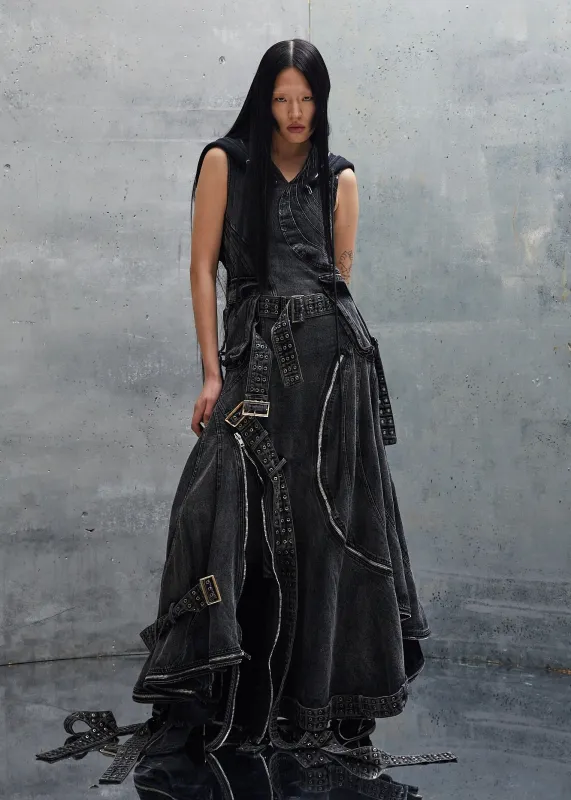 BELT DENIM HOOD DRESS sold by NO/FAITH STUDIOS