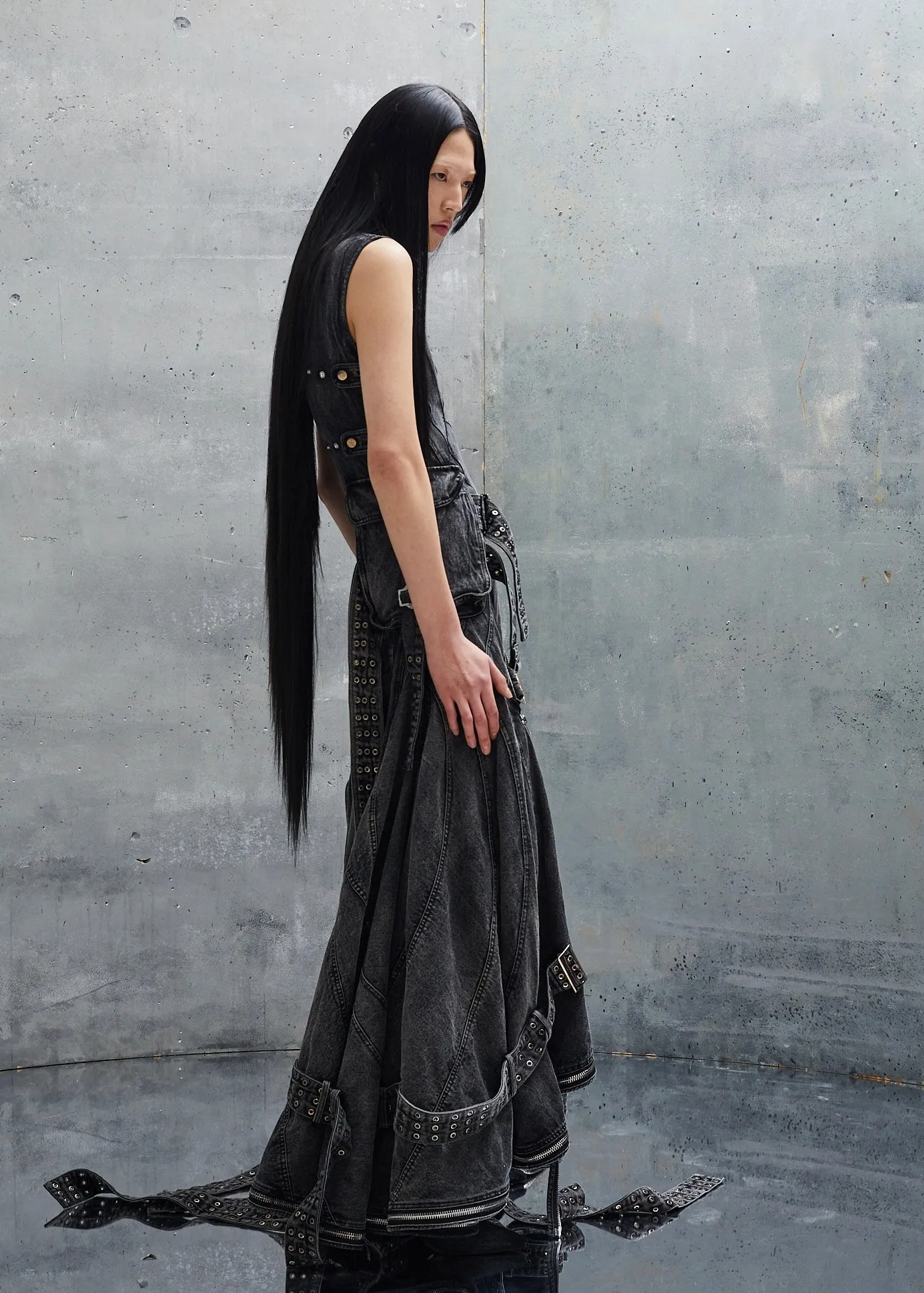 BELT DENIM HOOD DRESS sold by NO/FAITH STUDIOS product image thumbnail 5